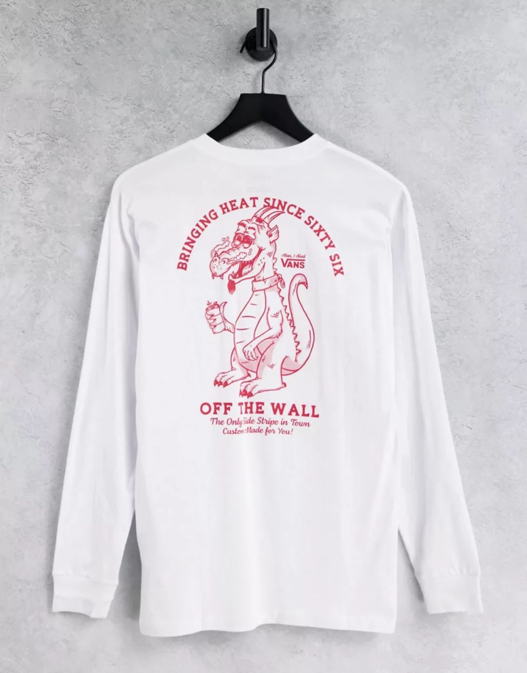 Vans – Roasted – Langärmliges Shirt mit Print hinten in Weiß günstig online kaufen