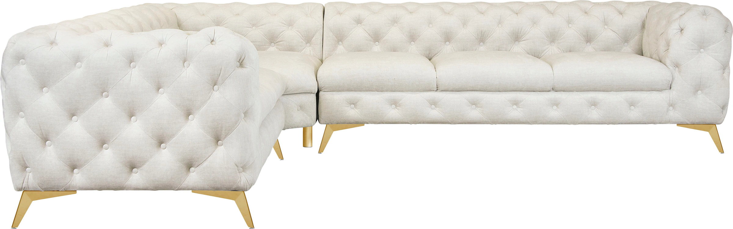 Leonique Chesterfield-Sofa »Ecksofa GLYNIS L-Form mit Wellenunterfederung, günstig online kaufen