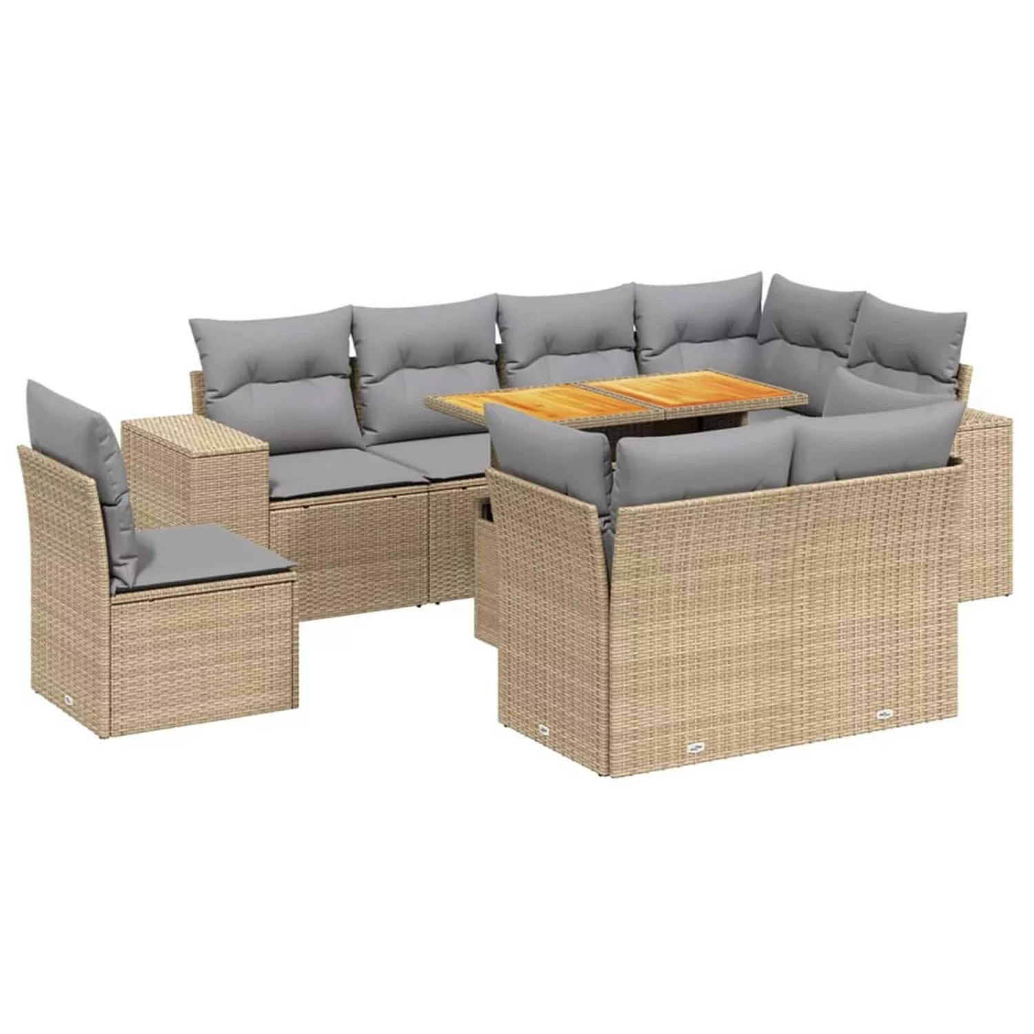 vidaXL 9-tlg Garten-Sofagarnitur mit Kissen Beige Poly Rattan Modell 295 günstig online kaufen