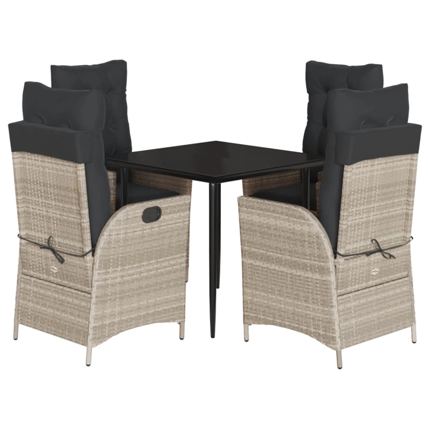 vidaXL 5-Tlg Garten-Essgruppe mit Kissen Hellgrau Poly Rattan 3213275 günstig online kaufen