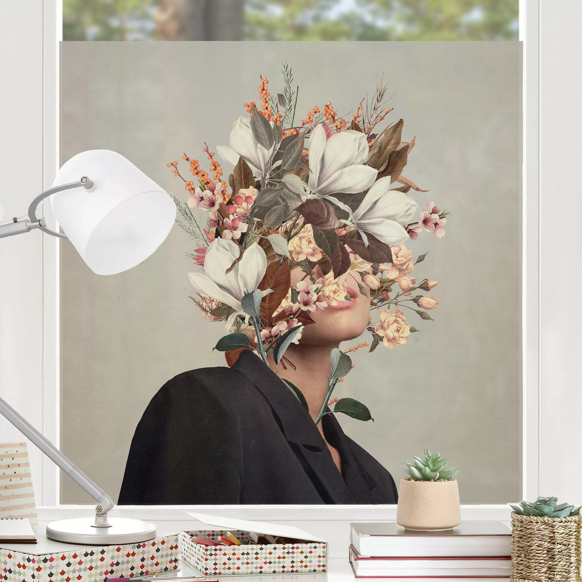Fensterfolie Blumen Porträt - Beige Magnolien günstig online kaufen
