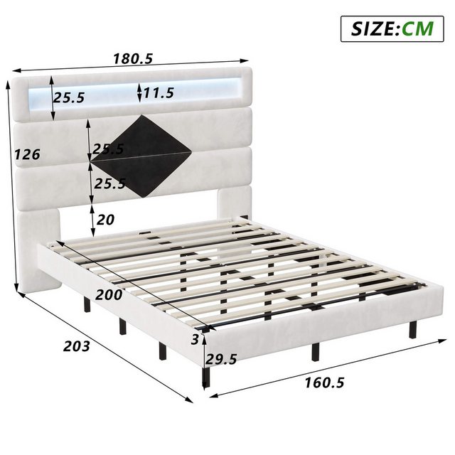 Furnishings Home Polsterbett Doppelbett 190cm mit USB-Anschluss und LED-Lic günstig online kaufen