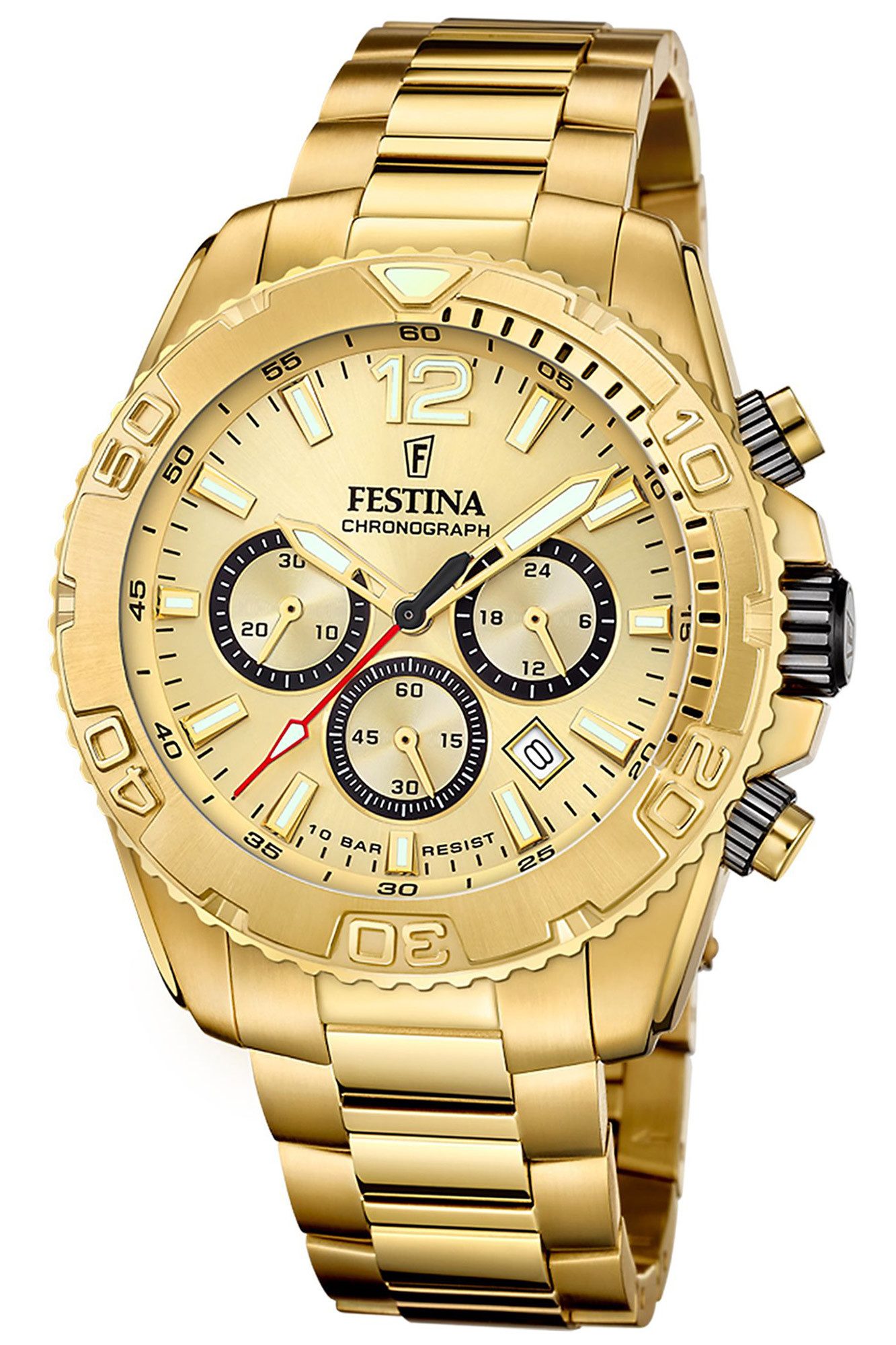 Festina Quarzuhr Chronograph Goldfarben günstig online kaufen