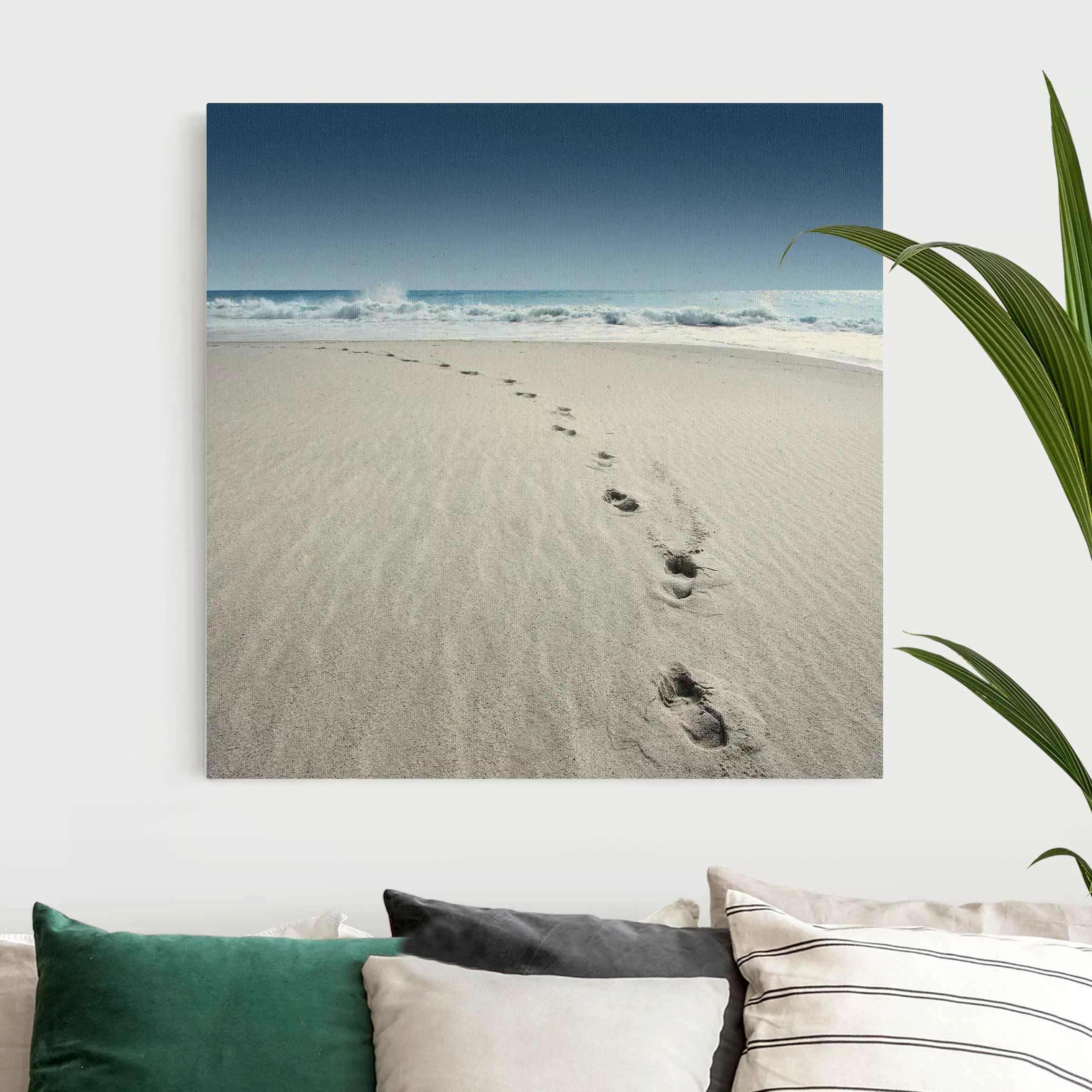 Leinwandbild auf Naturcanvas Spuren im Sand günstig online kaufen