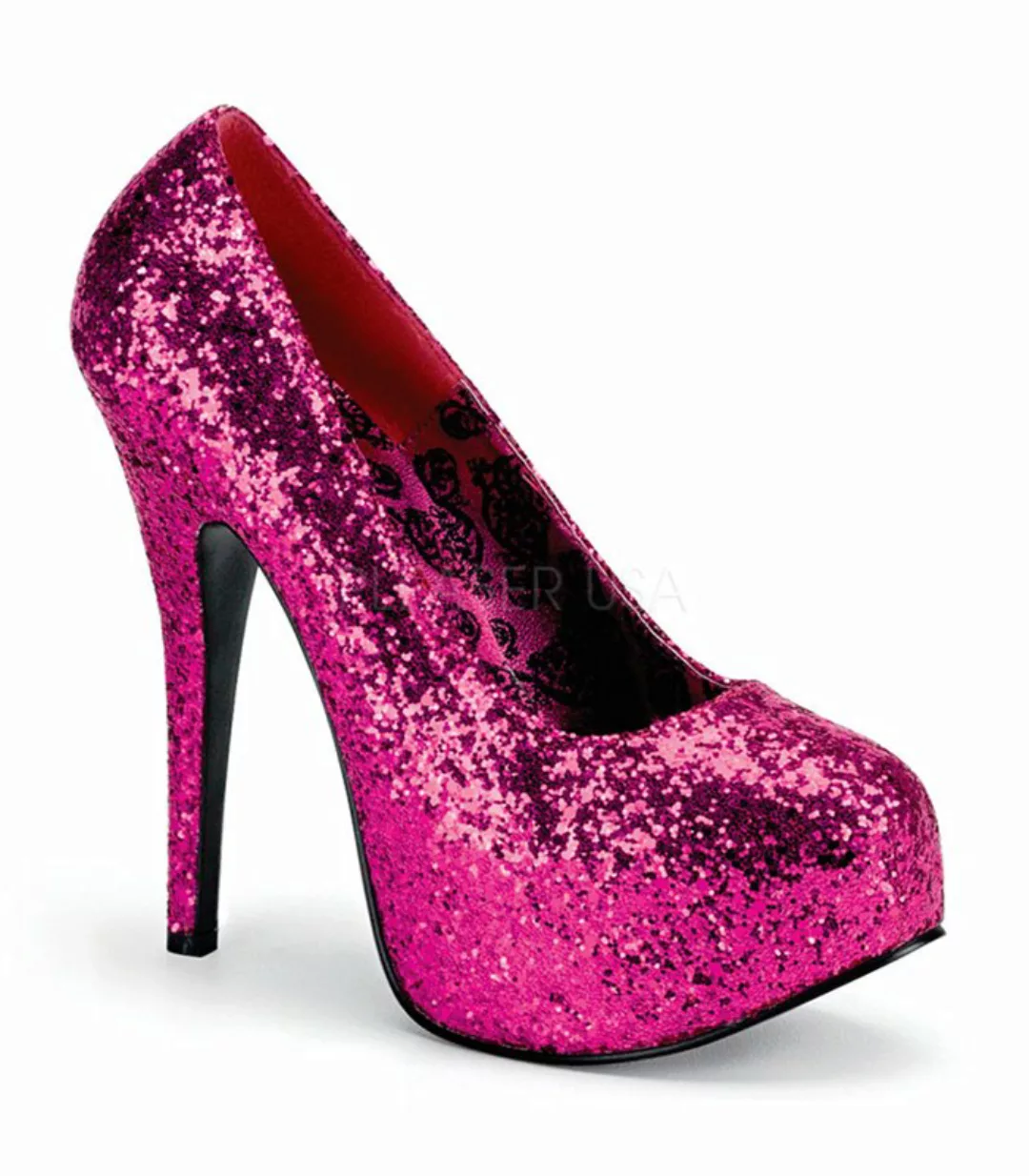 Plateau Pumps TEEZE-06GW - Glitter Hot Pink (Weit) (Schuhgröße: EUR 43) günstig online kaufen