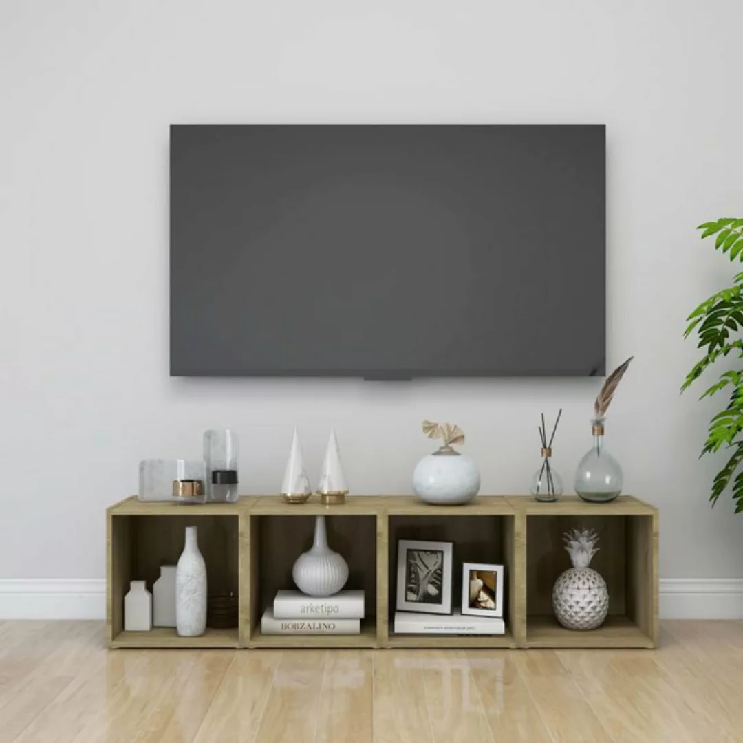 vidaXL TV-Schrank TV-Schränke 4 Stk Sonoma-Eiche 37x35x37 cm Spanplatte Low günstig online kaufen