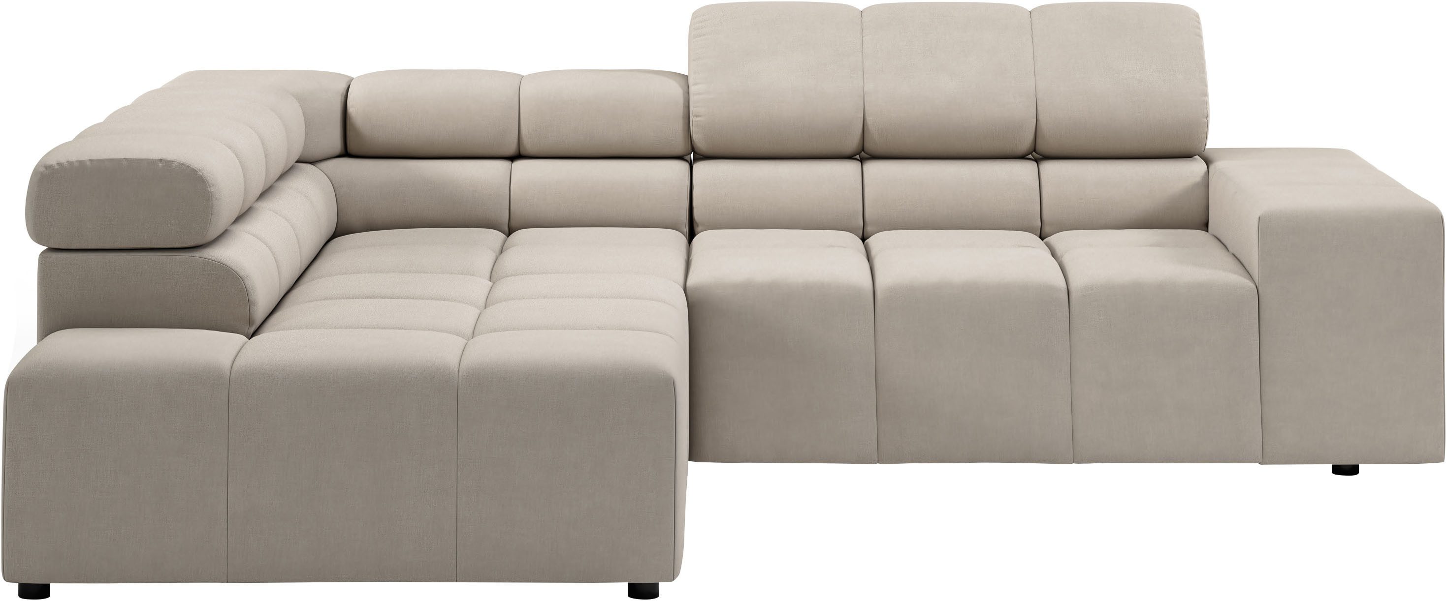 INOSIGN Ecksofa "Ancona, incl. Kopfteilverstellung + 3 Zierkissen, L-Form, günstig online kaufen