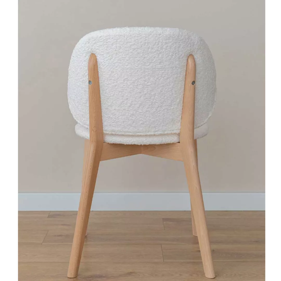 Esstisch Stühle Cremeweiss im Skandi Design Gestell aus Buche Massivholz (2 günstig online kaufen