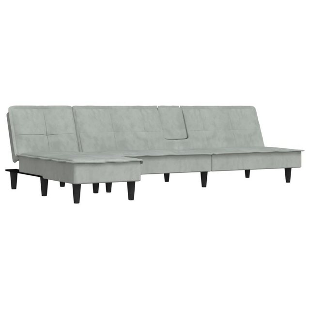 vidaXL Sofa Schlafsofa in L-Form Hellgrau 255x140x70 cm Samt Chaiselongue günstig online kaufen