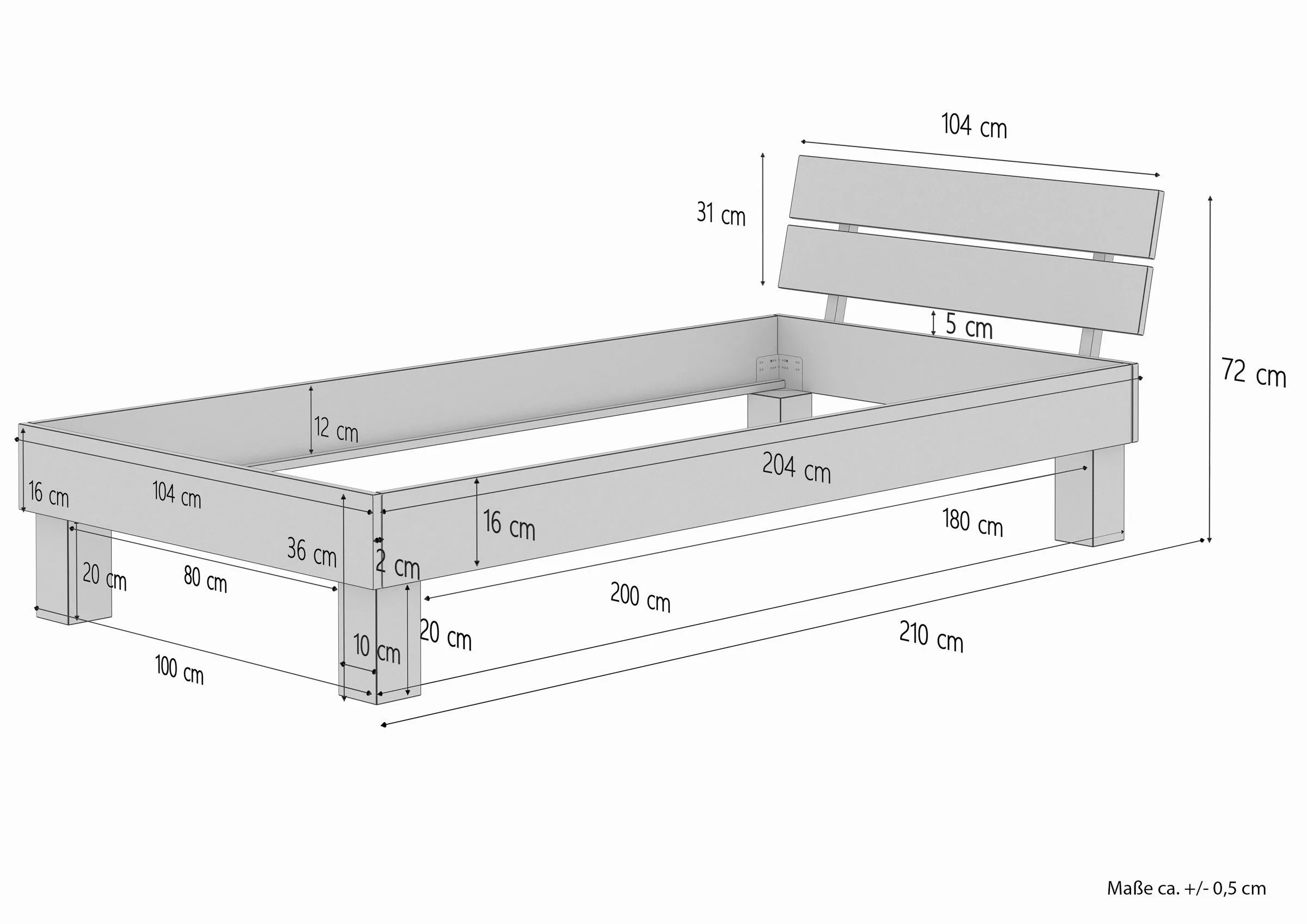 ERST-HOLZ Bett Breites Einzelbett Buche-Bettgestell 100 günstig online kaufen