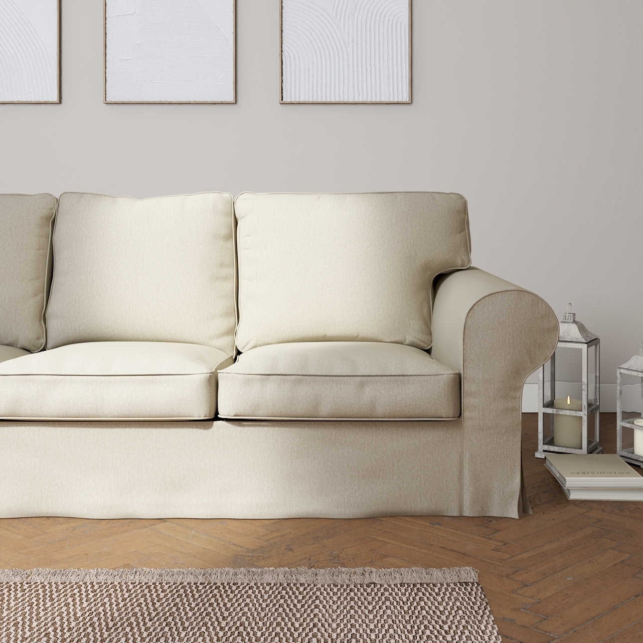 Bezug für Ektorp 3-Sitzer Schlafsofa, neues Modell (2013), beige-grau, 40cm günstig online kaufen