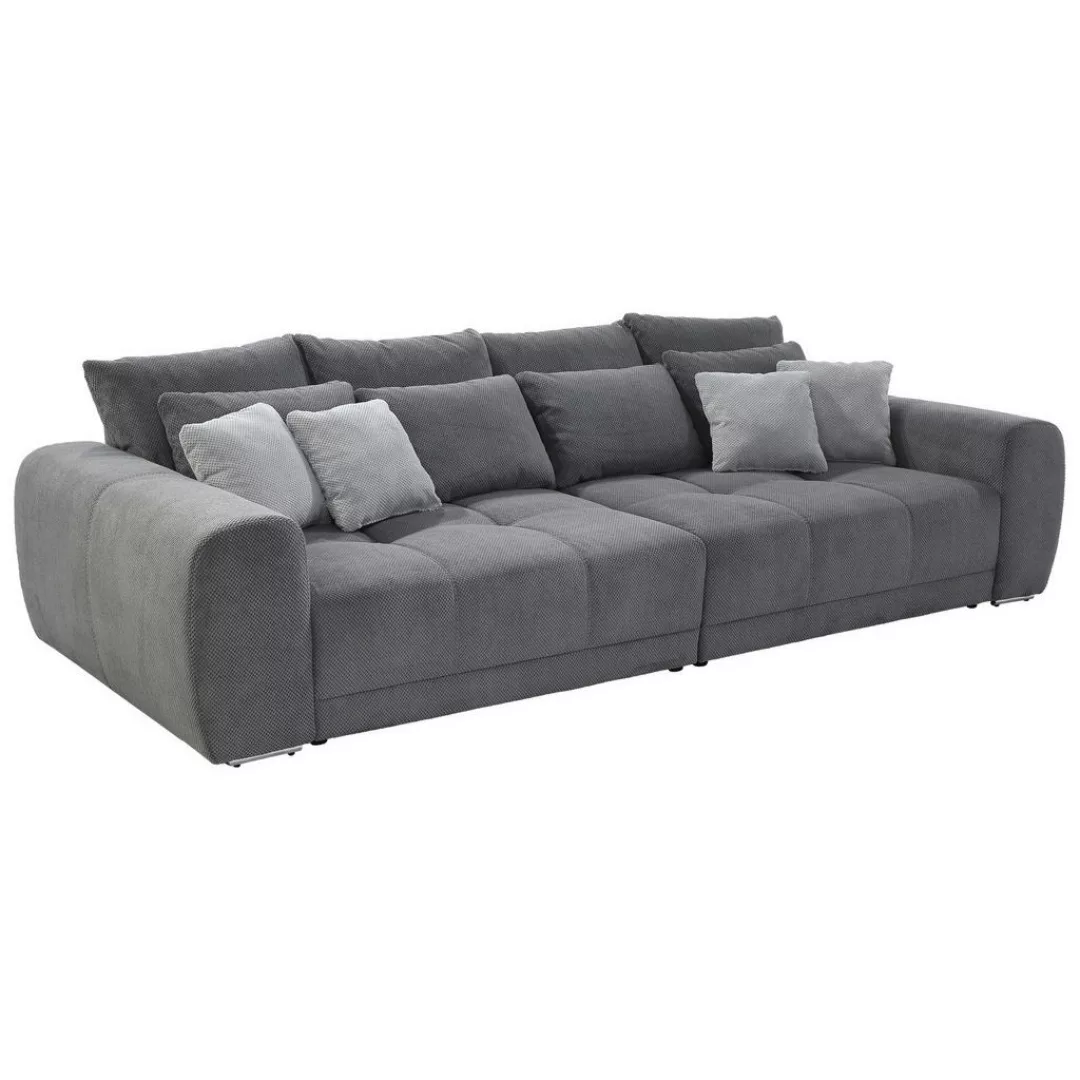 Big Sofa grau Velourstoff B/H/T: ca. 306x86x134 cm günstig online kaufen