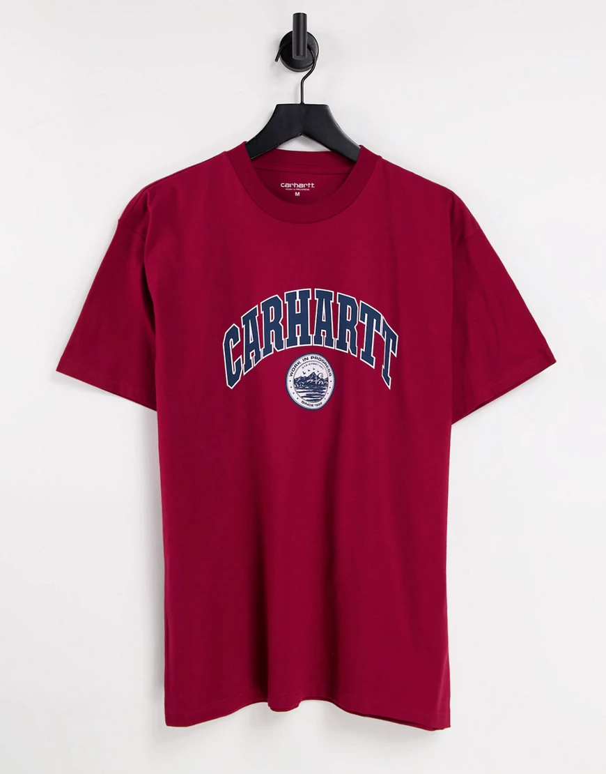 Carhartt WIP – Berkeley – T-Shirt in Rot mit Schriftzug günstig online kaufen