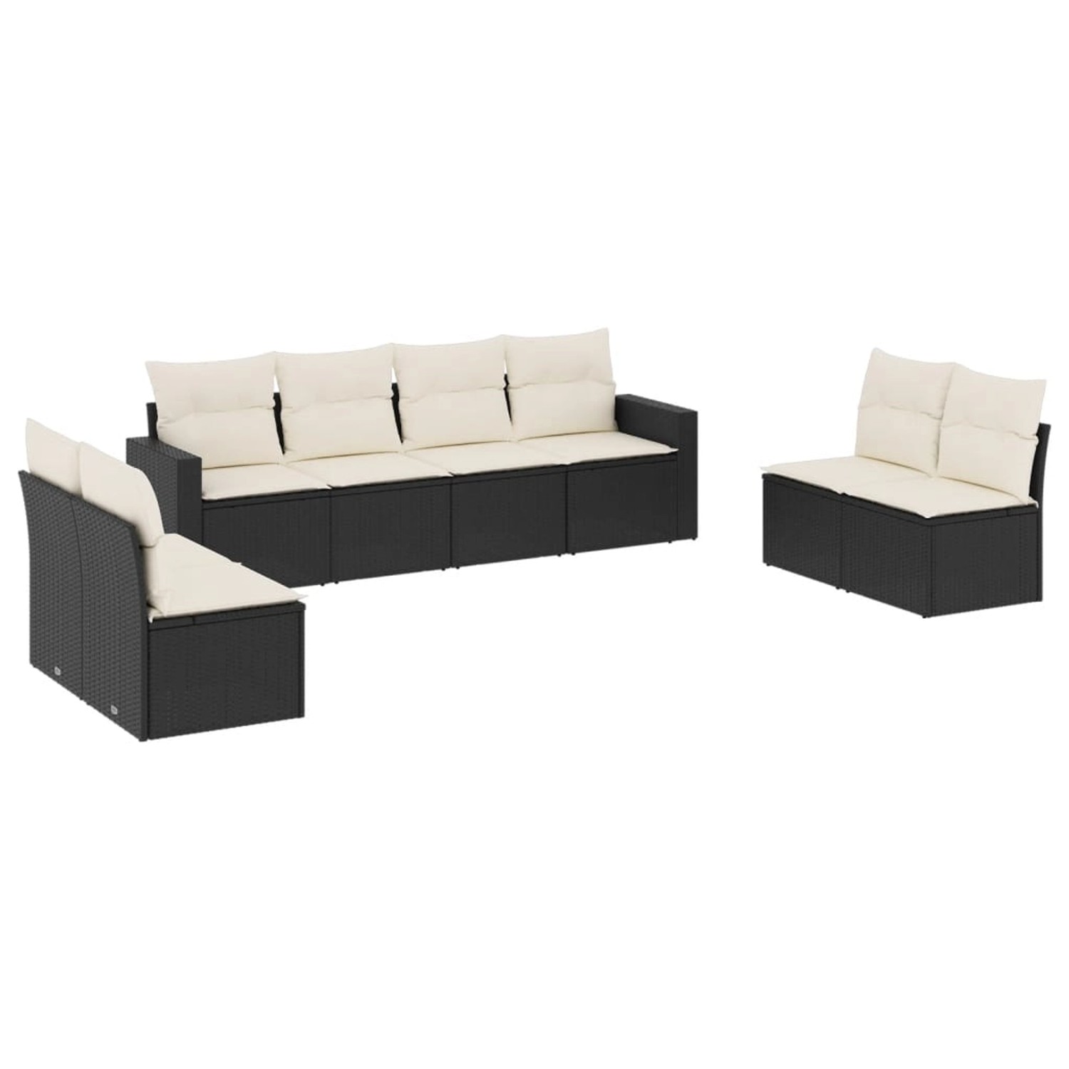 vidaXL 8-tlg Garten-Sofagarnitur mit Kissen Schwarz Poly Rattan Modell 77 günstig online kaufen