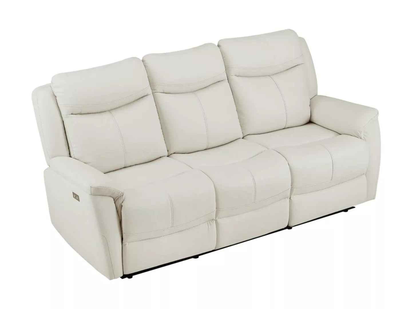 Relaxsofa 3-Sitzer elektrisch - Rindsleder - Weiß - NOMAJO günstig online kaufen