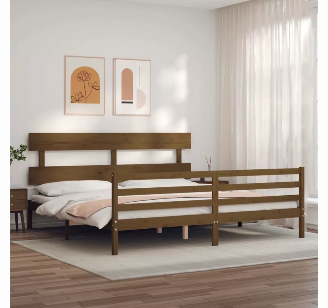 vidaXL Bett Massivholzbett mit Kopfteil Honigbraun 200x200 cm günstig online kaufen