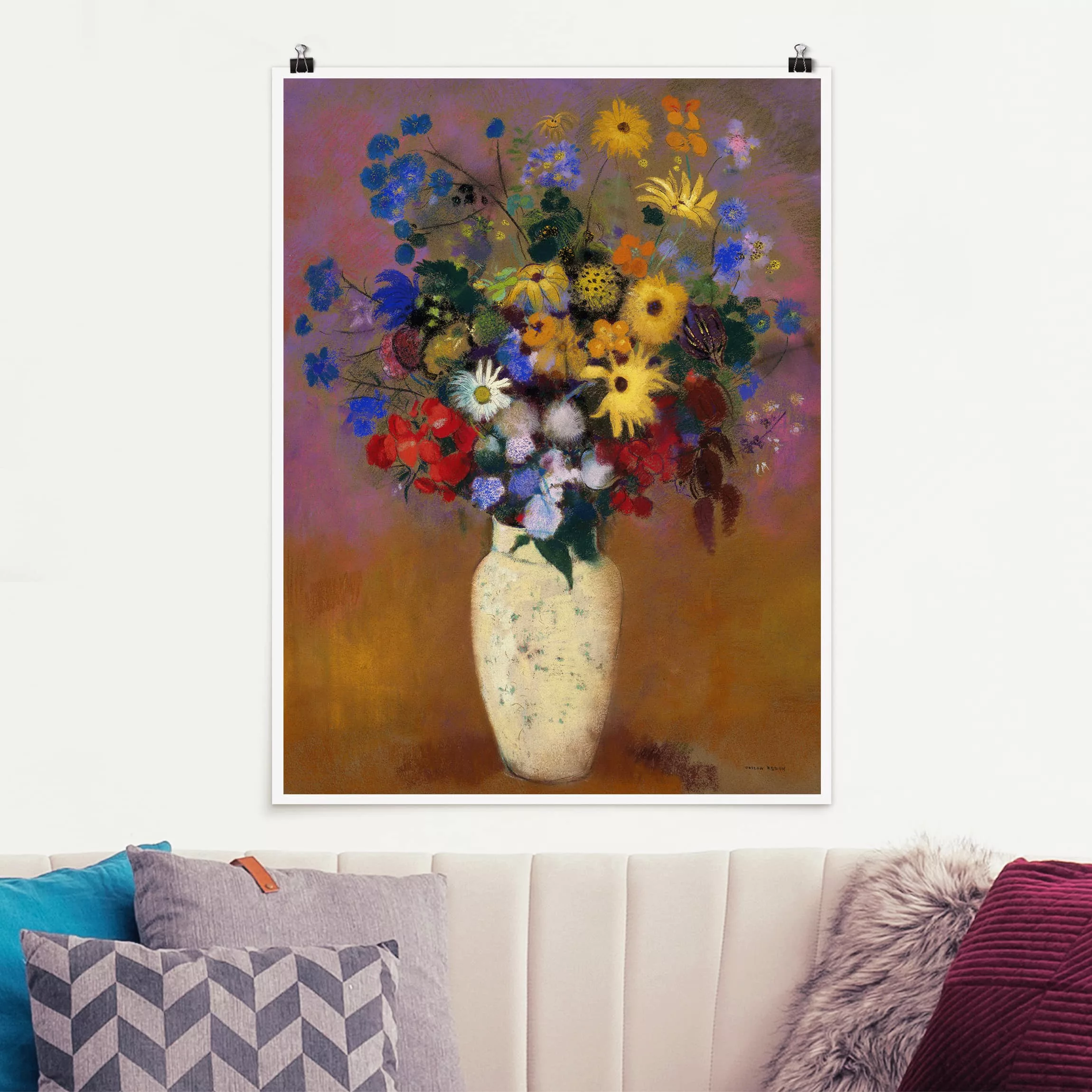 Poster Kunstdruck - Hochformat Odilon Redon - Blumen in einer Vase günstig online kaufen