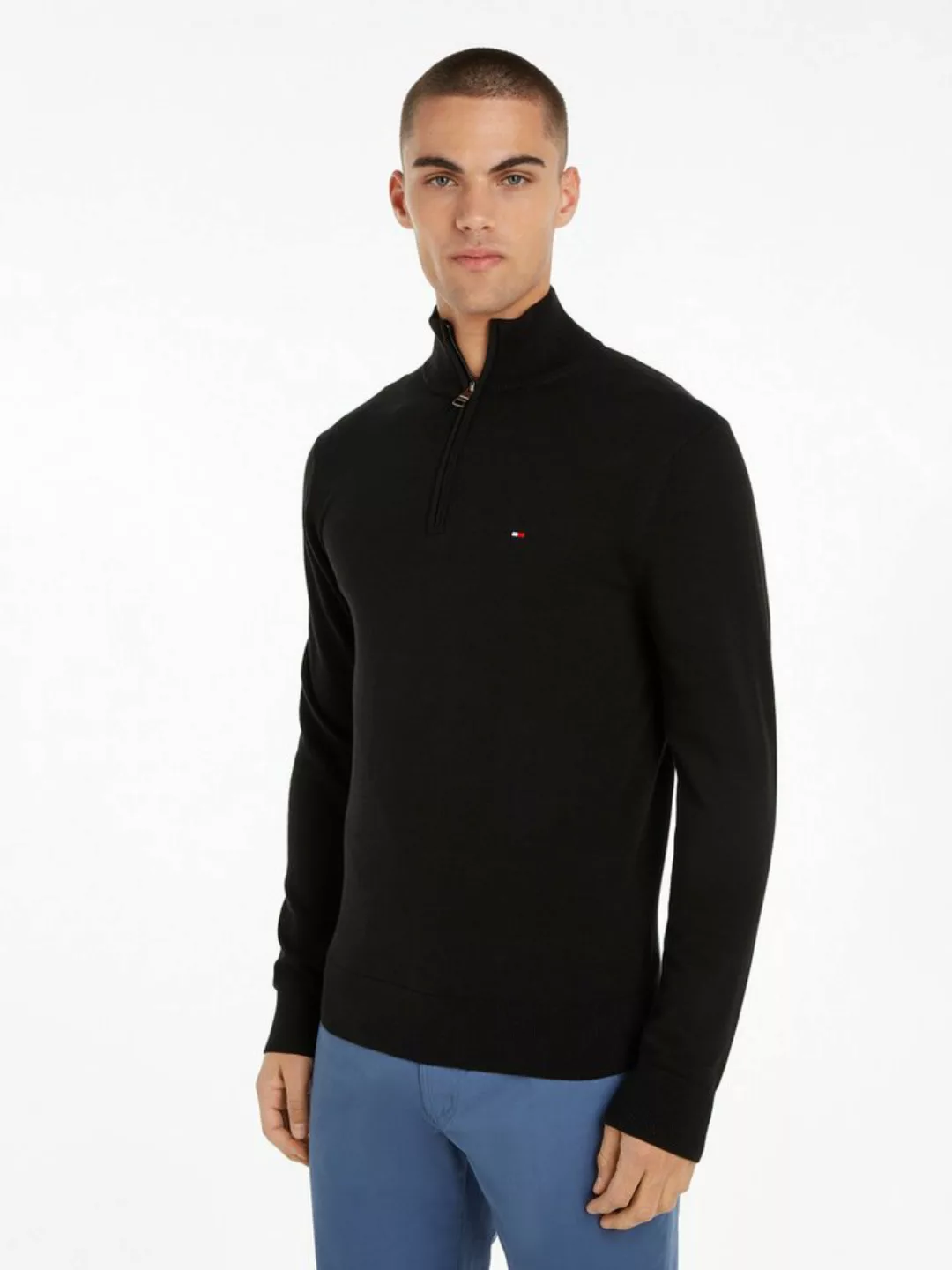 Tommy Hilfiger Troyer ESSENTIAL COTTON ZIP MOCK günstig online kaufen