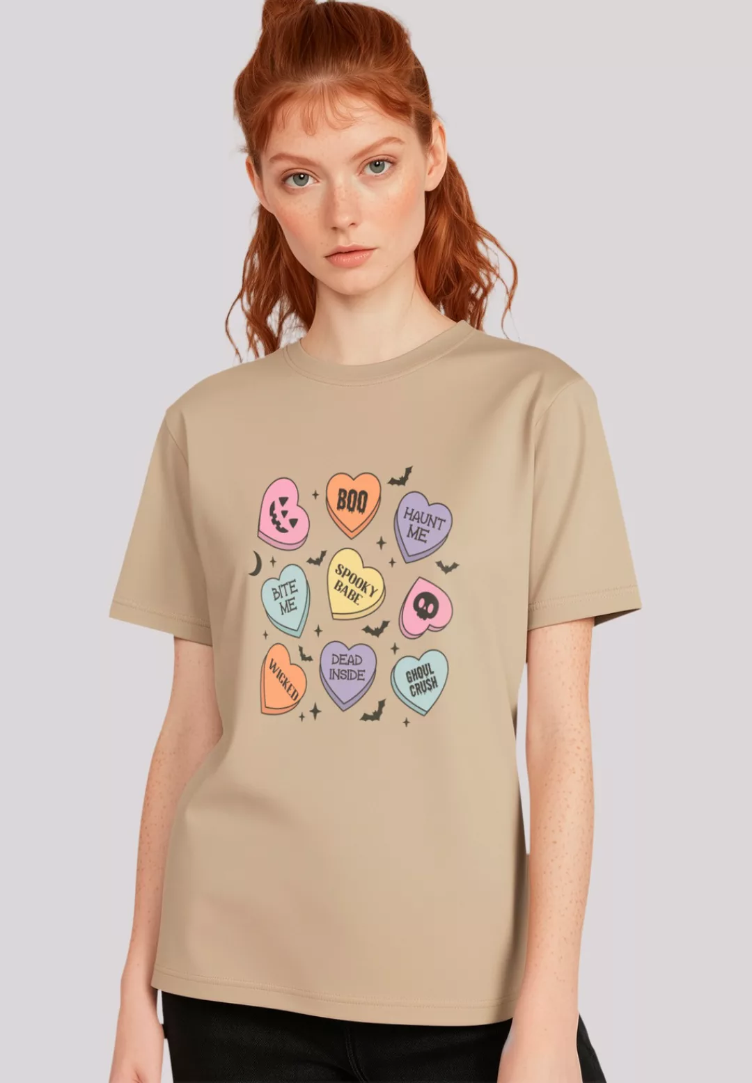 F4NT4STIC T-Shirt "Retro Halloween Heart Candy Bats", Premium Qualität, Uni günstig online kaufen