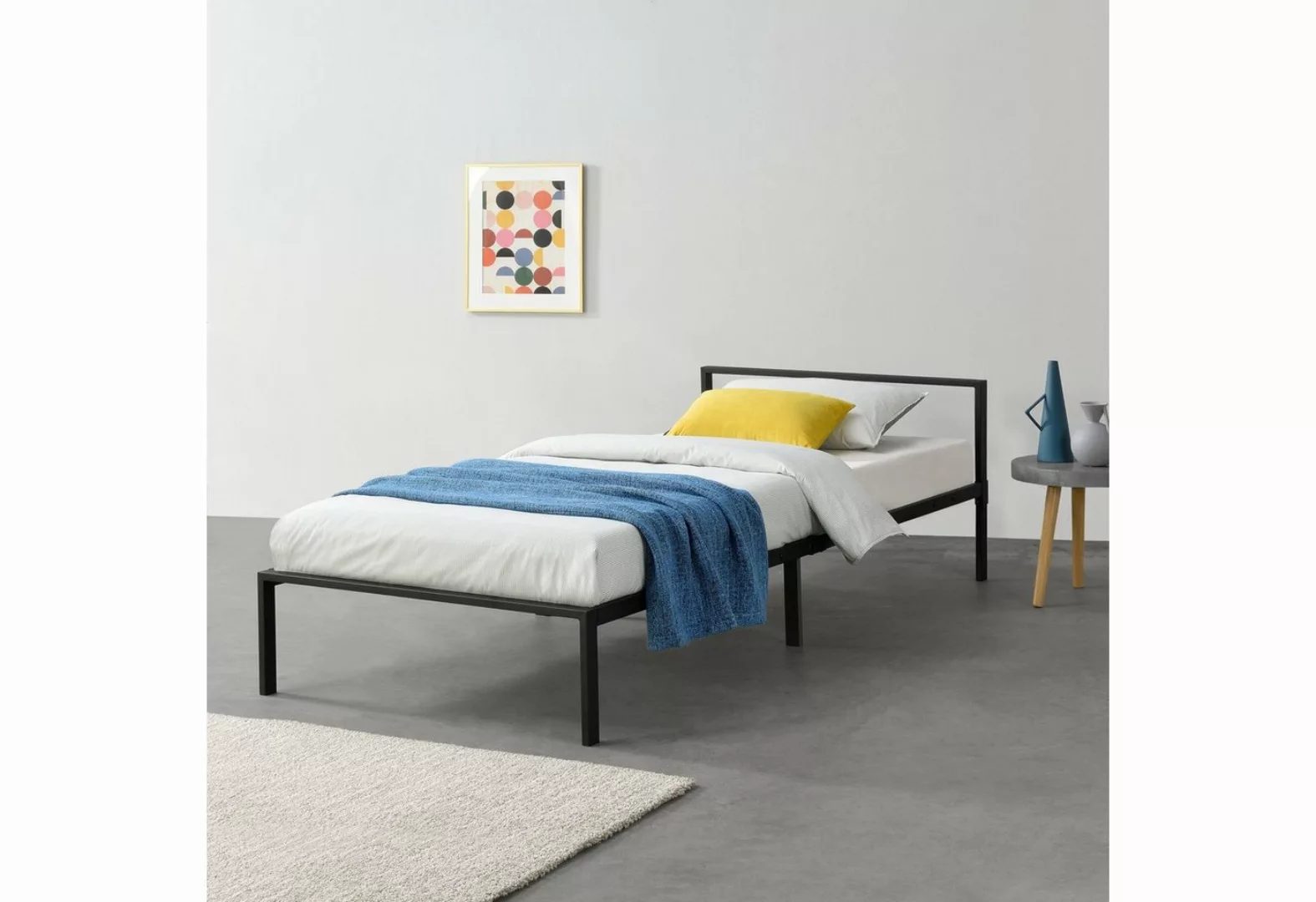 en.casa Metallbett, »Imatra« Bettgestell Stahlrahmen 90 x 200 cm Schwarz günstig online kaufen