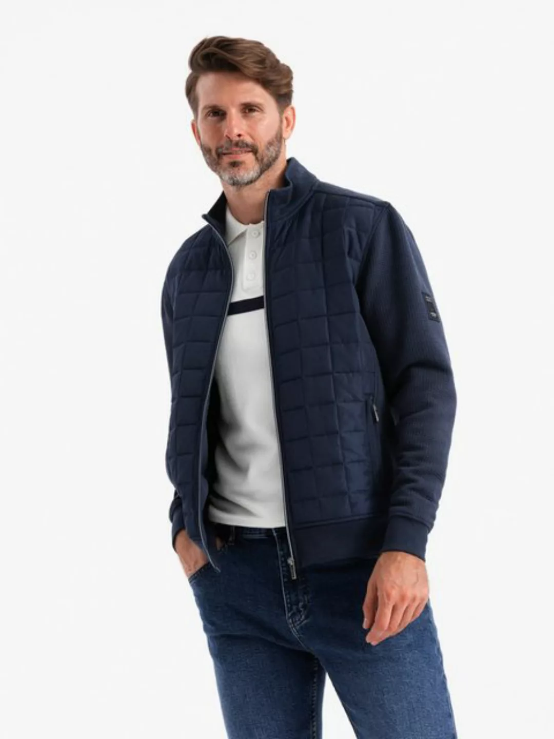 OMBRE Steppjacke Herrenjacke aus kombinierten Materialien günstig online kaufen