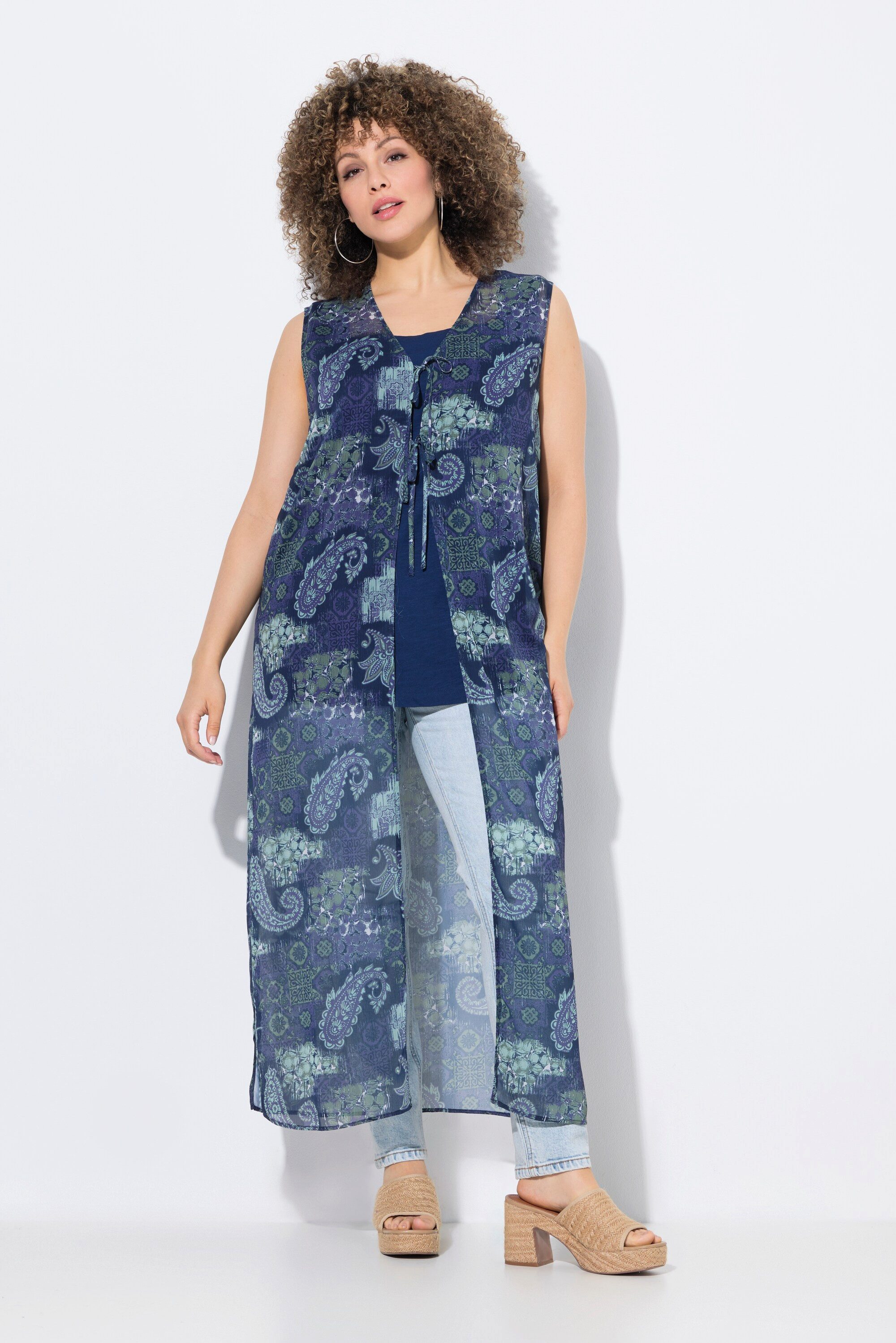 Ulla Popken Longbluse Longbluse Patchmuster A-Linie günstig online kaufen