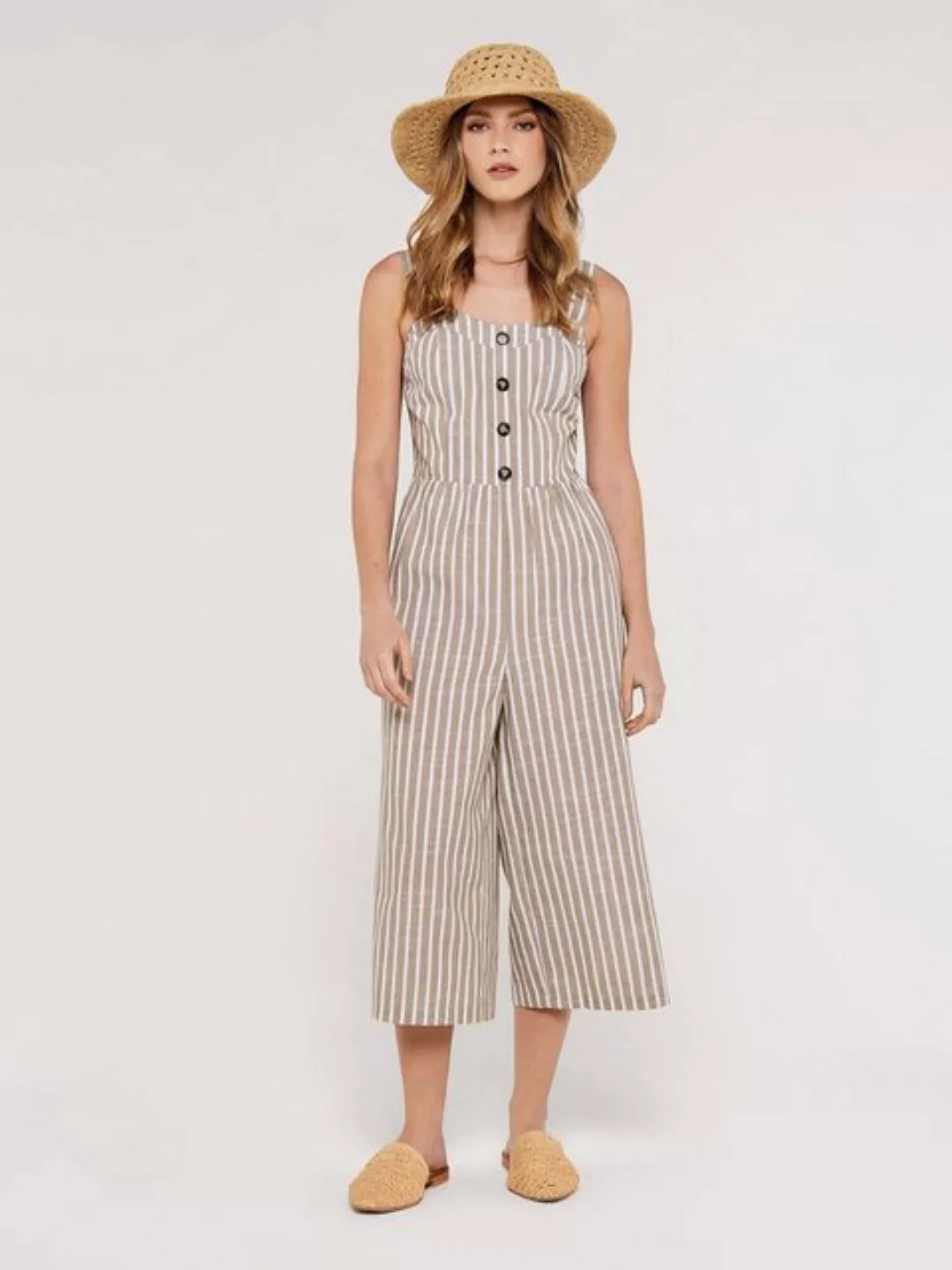 Apricot Jumpsuit Woven Stripe Button Jumpsuit, (1-tlg) mit Zierknöpfen günstig online kaufen