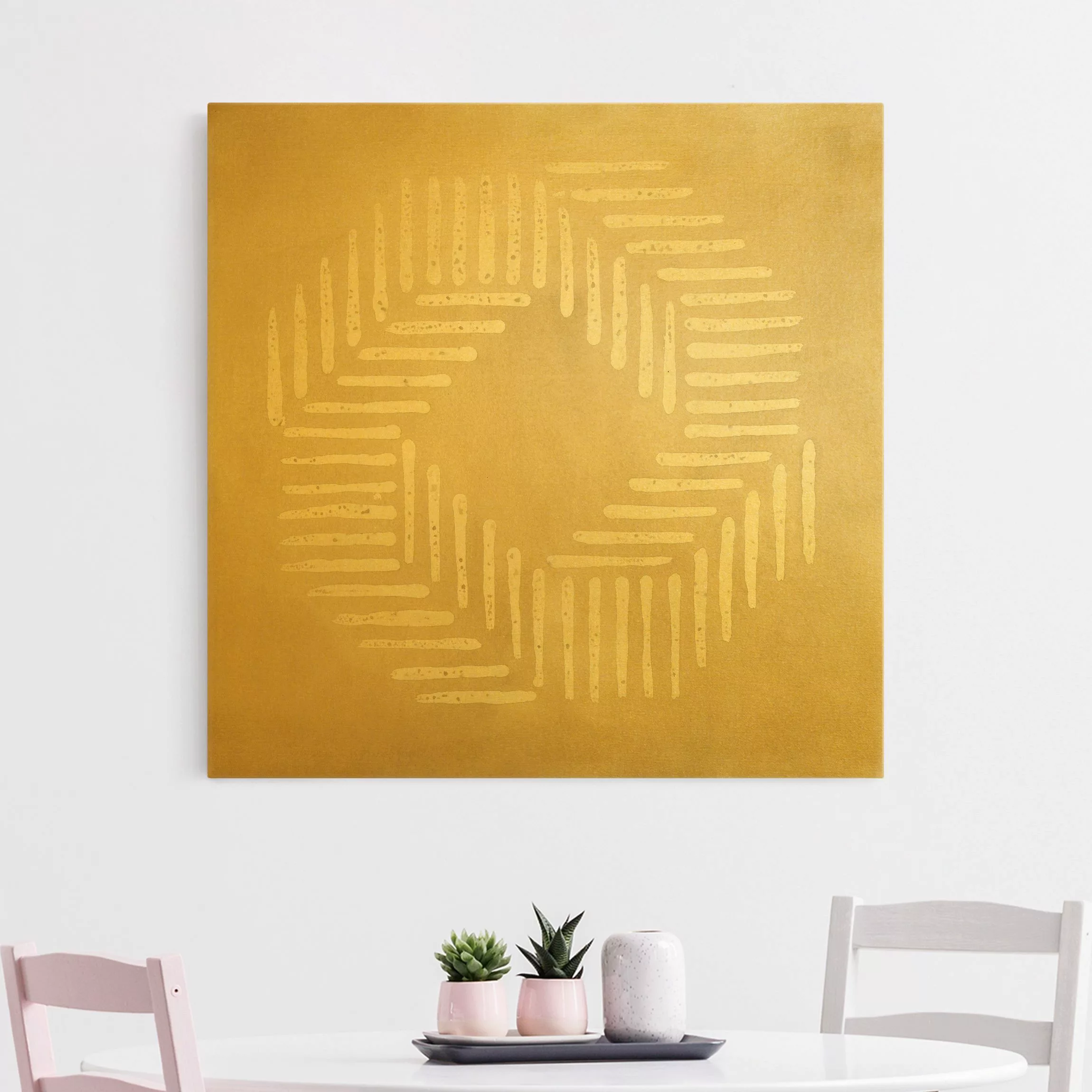 Leinwandbild Gold Sandfarbene moderne Geometrie günstig online kaufen