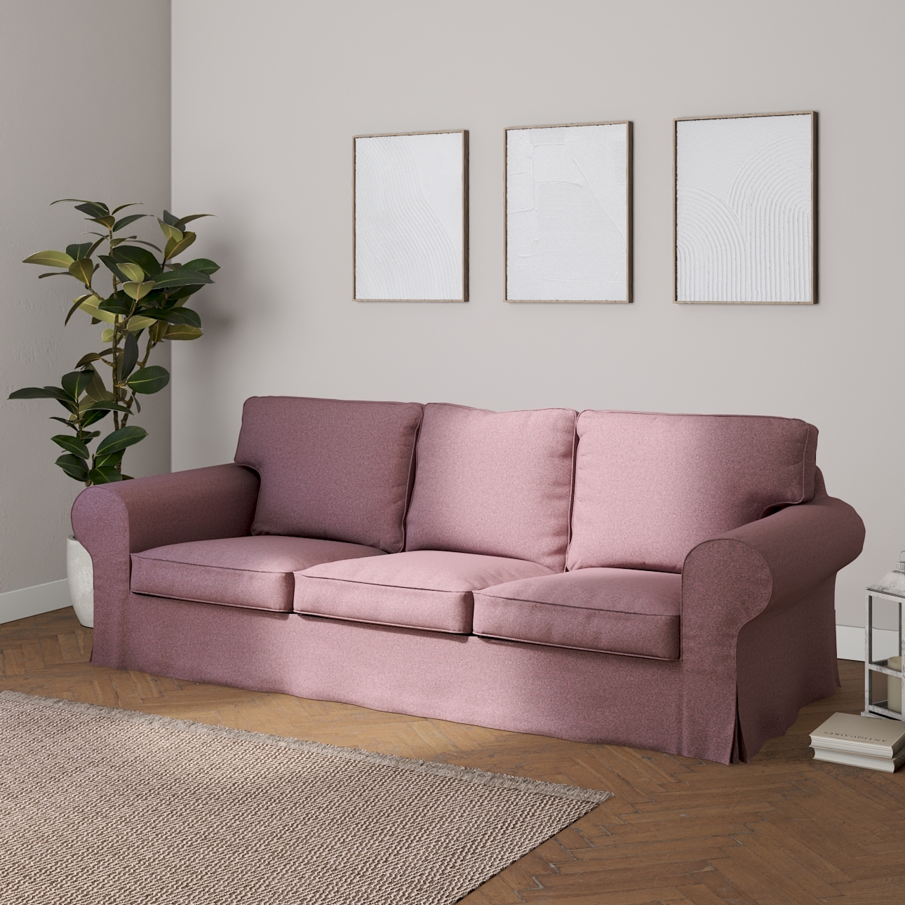 Bezug für Ektorp 3-Sitzer Schlafsofa, neues Modell (2013), schwarz--rosa, 4 günstig online kaufen