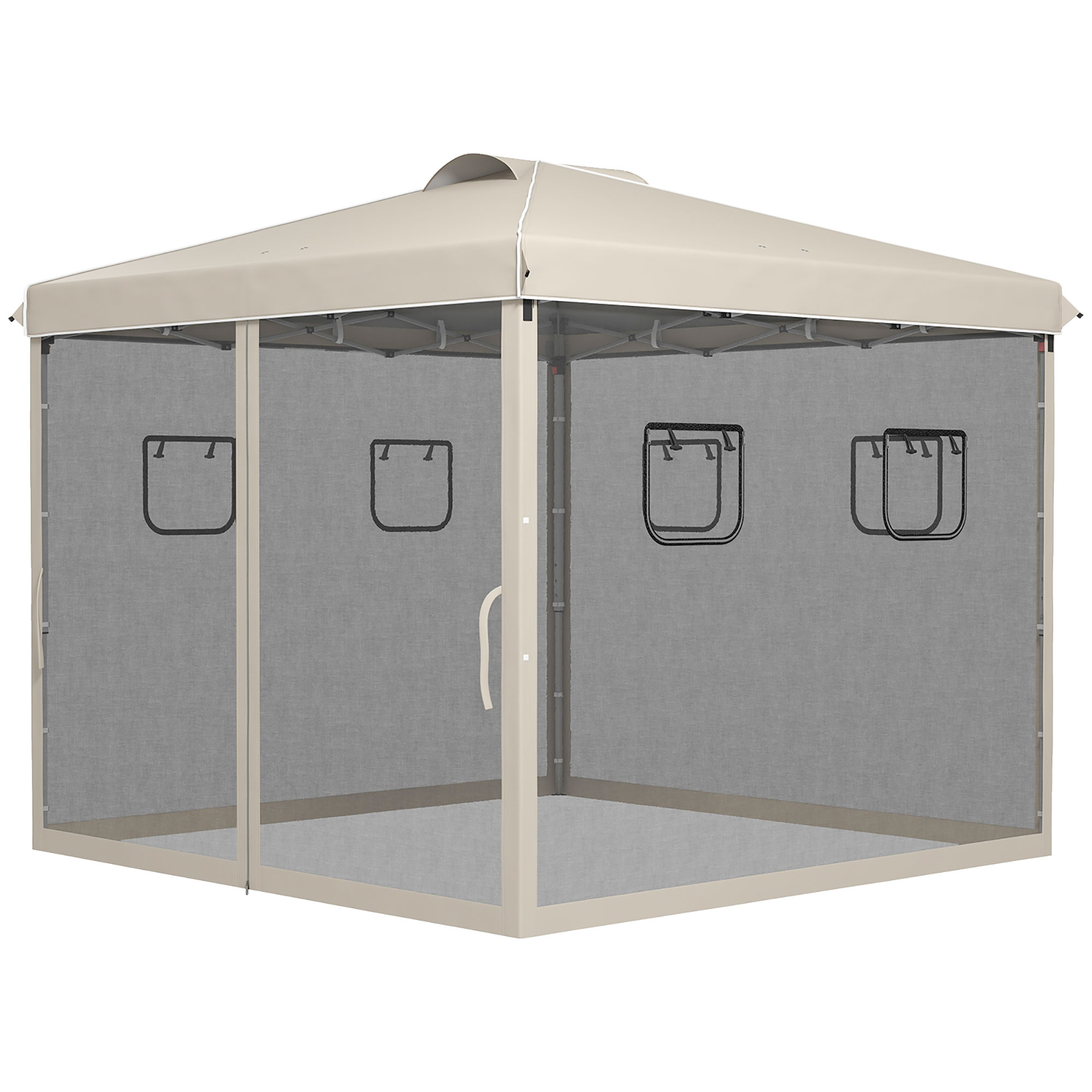 Outsunny Faltpavillon 3x3m mit 4 Netzvorhängen, UV-Schutz, Pop Up Design, F günstig online kaufen