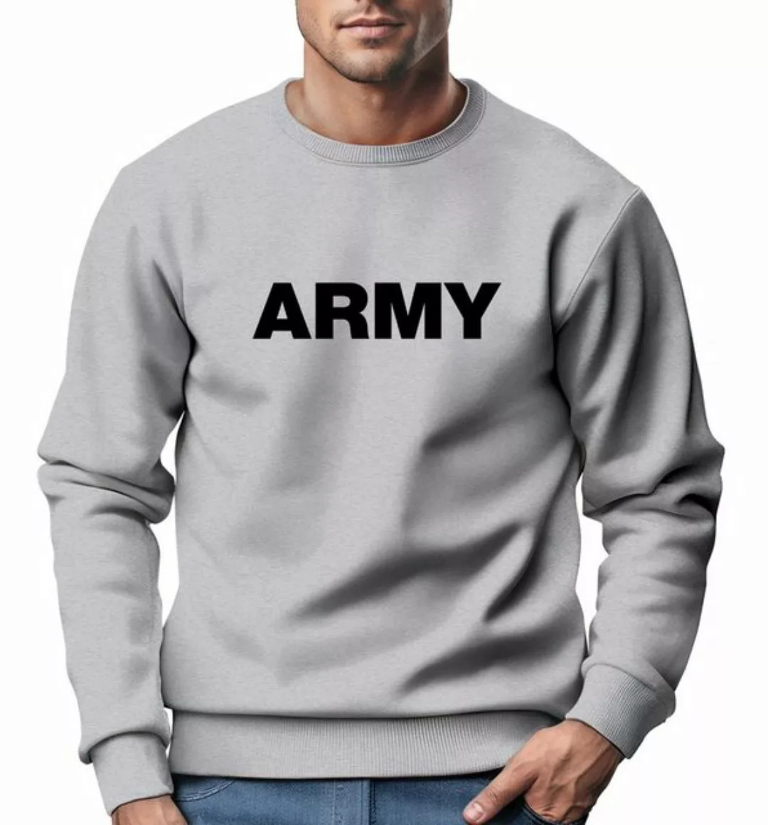 Neverless Sweatshirt Sweatshirt Herren Aufdruck Army Print Rundhals-Pullove günstig online kaufen