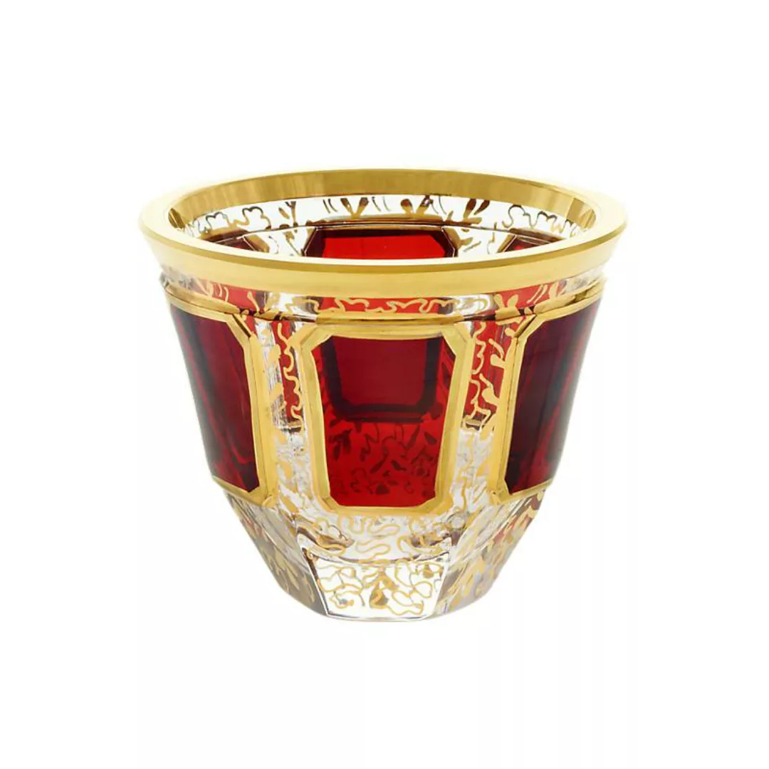 Trinkbecher Red Queen 5 cm, Rot/Gold, aus Glas günstig online kaufen