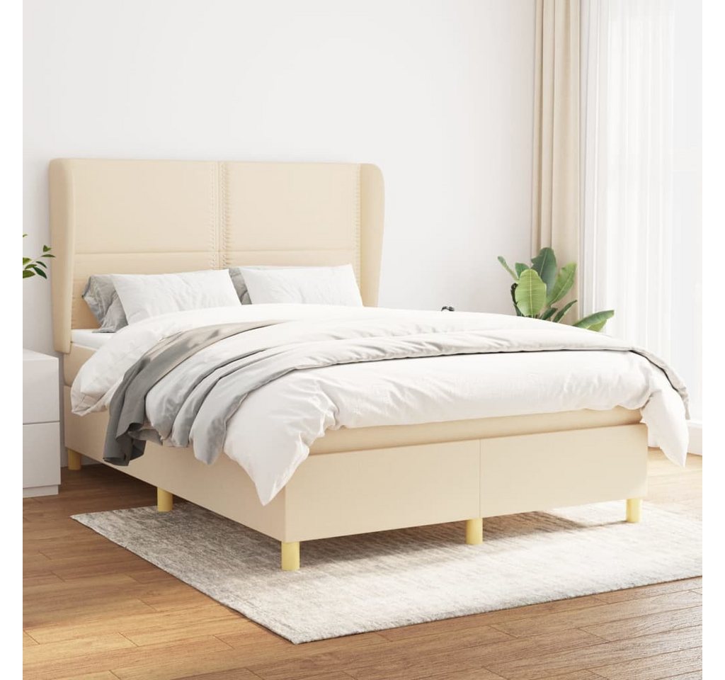 vidaXL Boxspringbett Boxspringbett mit Matratze Creme 140x190 cm Stoff Bett günstig online kaufen