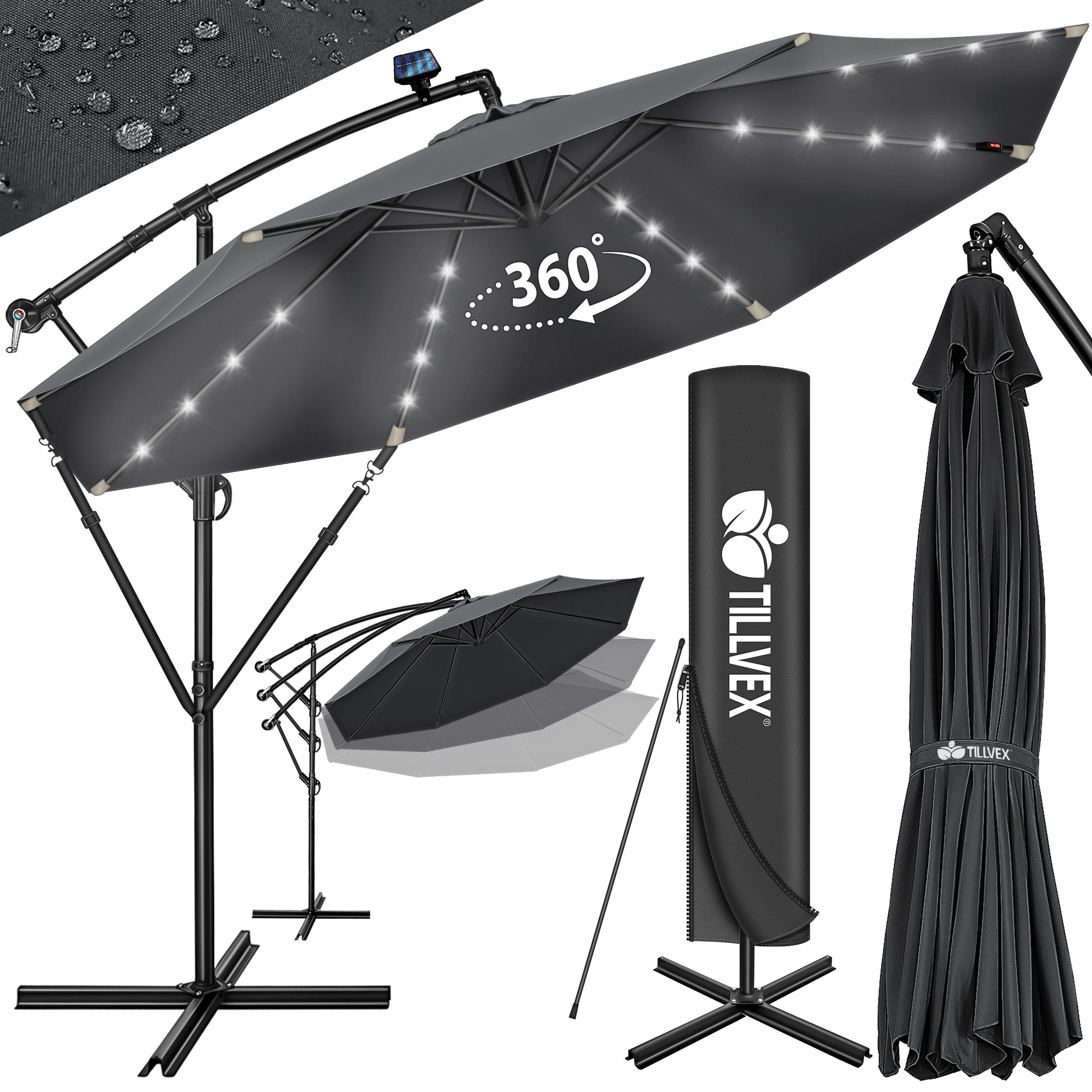 tillvex Sonnenschirm tillvex® Sonnenschirm LED Solar günstig online kaufen