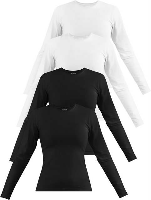 Janice Langarmshirt 4 x Damen Langarmshirt hochgeschlossen Niska Figurbeton günstig online kaufen