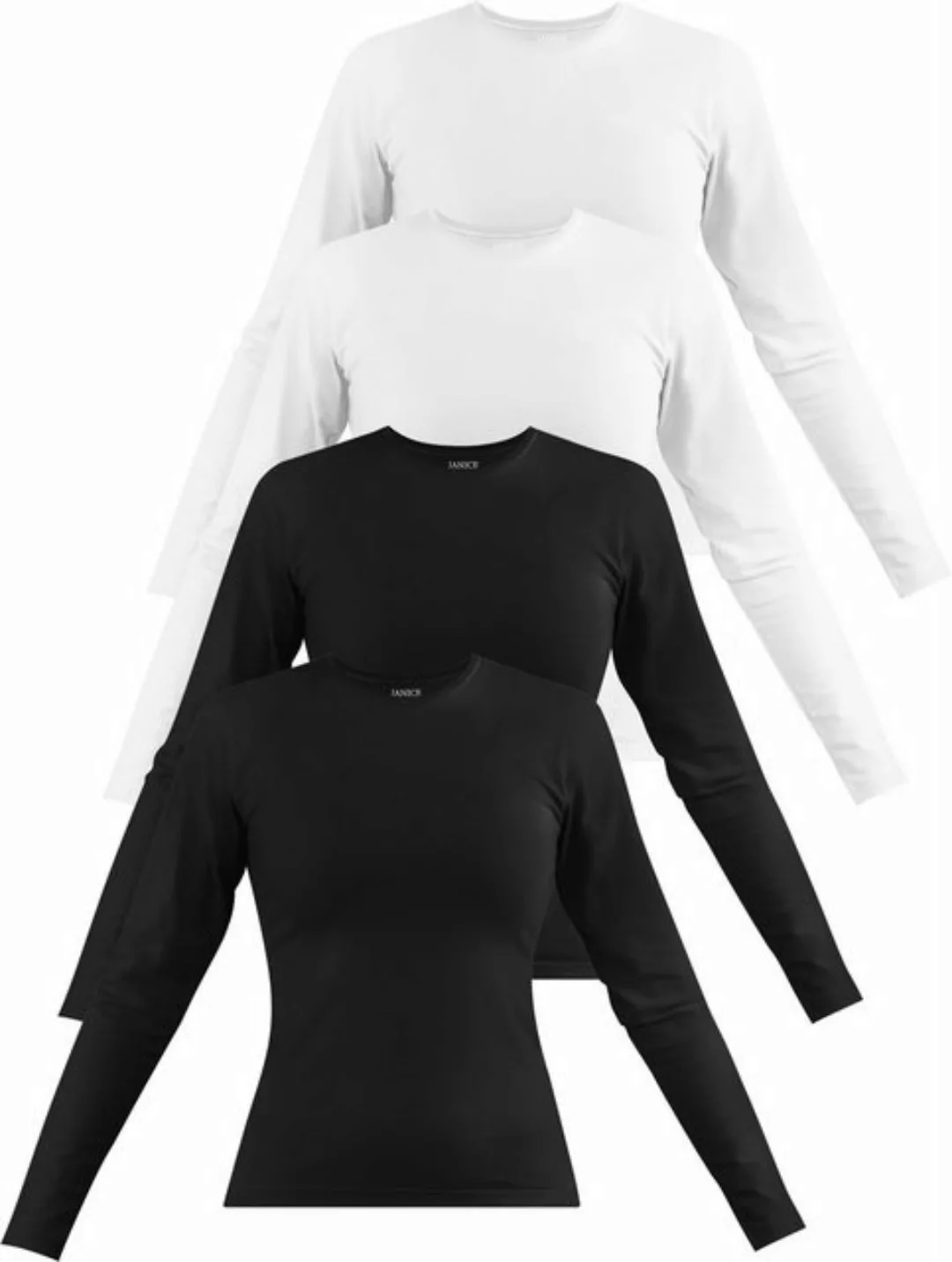 Janice Langarmshirt 4 x Damen Langarmshirt hochgeschlossen Niska Figurbeton günstig online kaufen