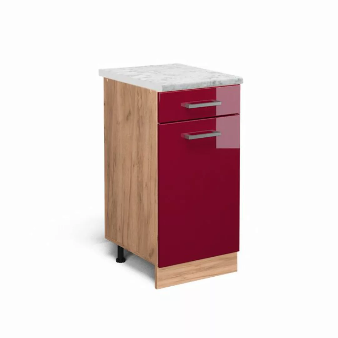 Vicco Unterschrank R-Line, Bordeaux Hochglanz/Goldkraft Eiche, 40 cm AP Mar günstig online kaufen