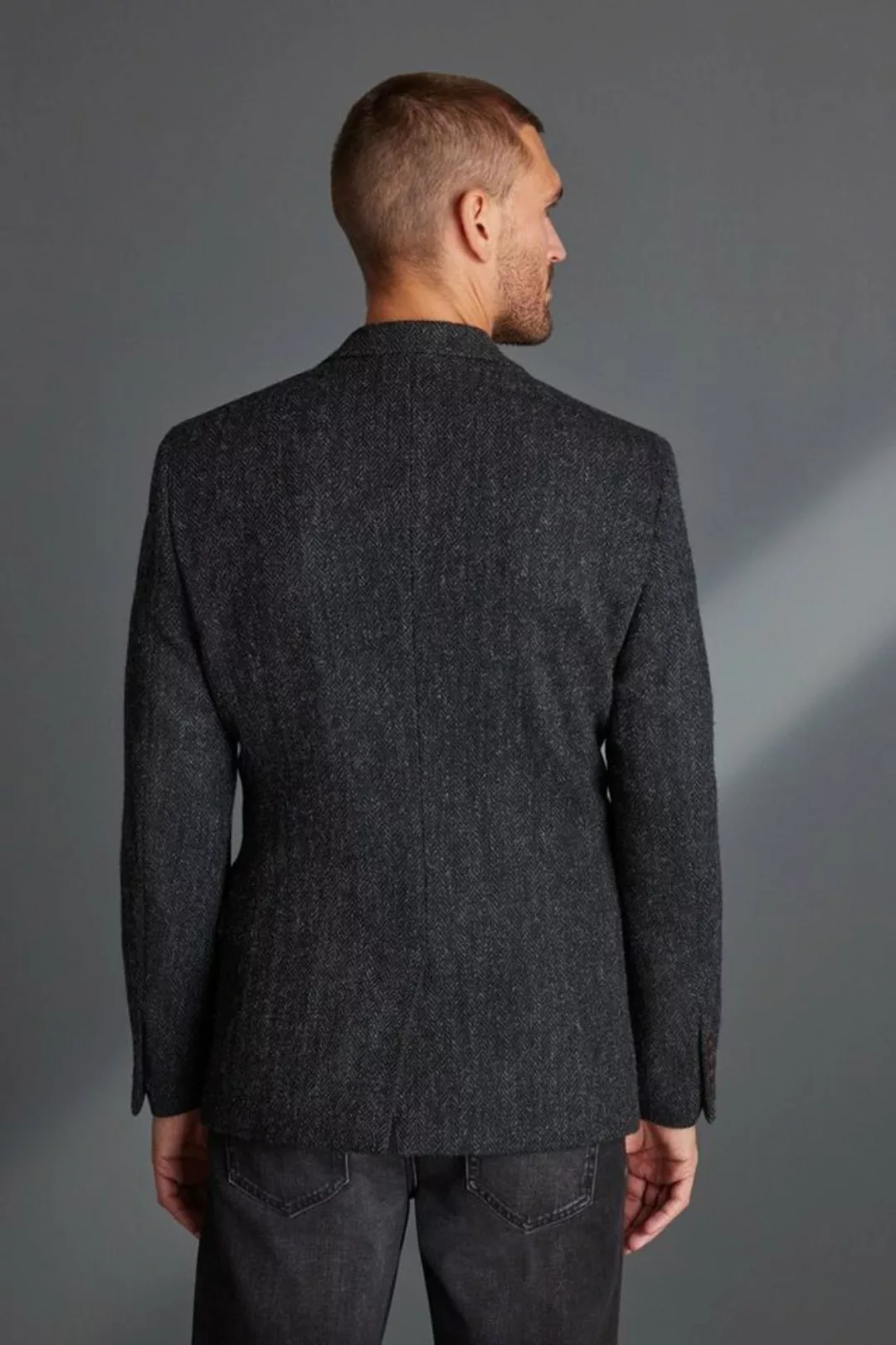 Next Sakko Blazer aus Harris-Tweed mit Fischgrätmuster (1-tlg) günstig online kaufen