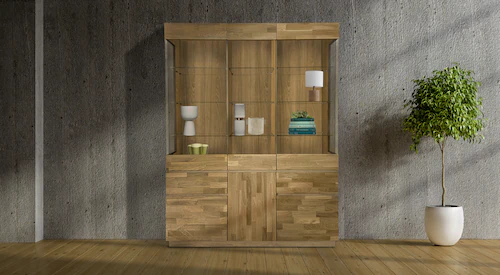 Home affaire Vitrine "Laima", Breite 140 cm, teilmassiv, mit Glastüren günstig online kaufen