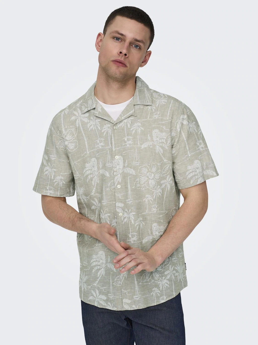 ONLY & SONS Hawaiihemd "ONSCAIDEN SS RESORT AOP LINEN SHIRT NOOS" günstig online kaufen