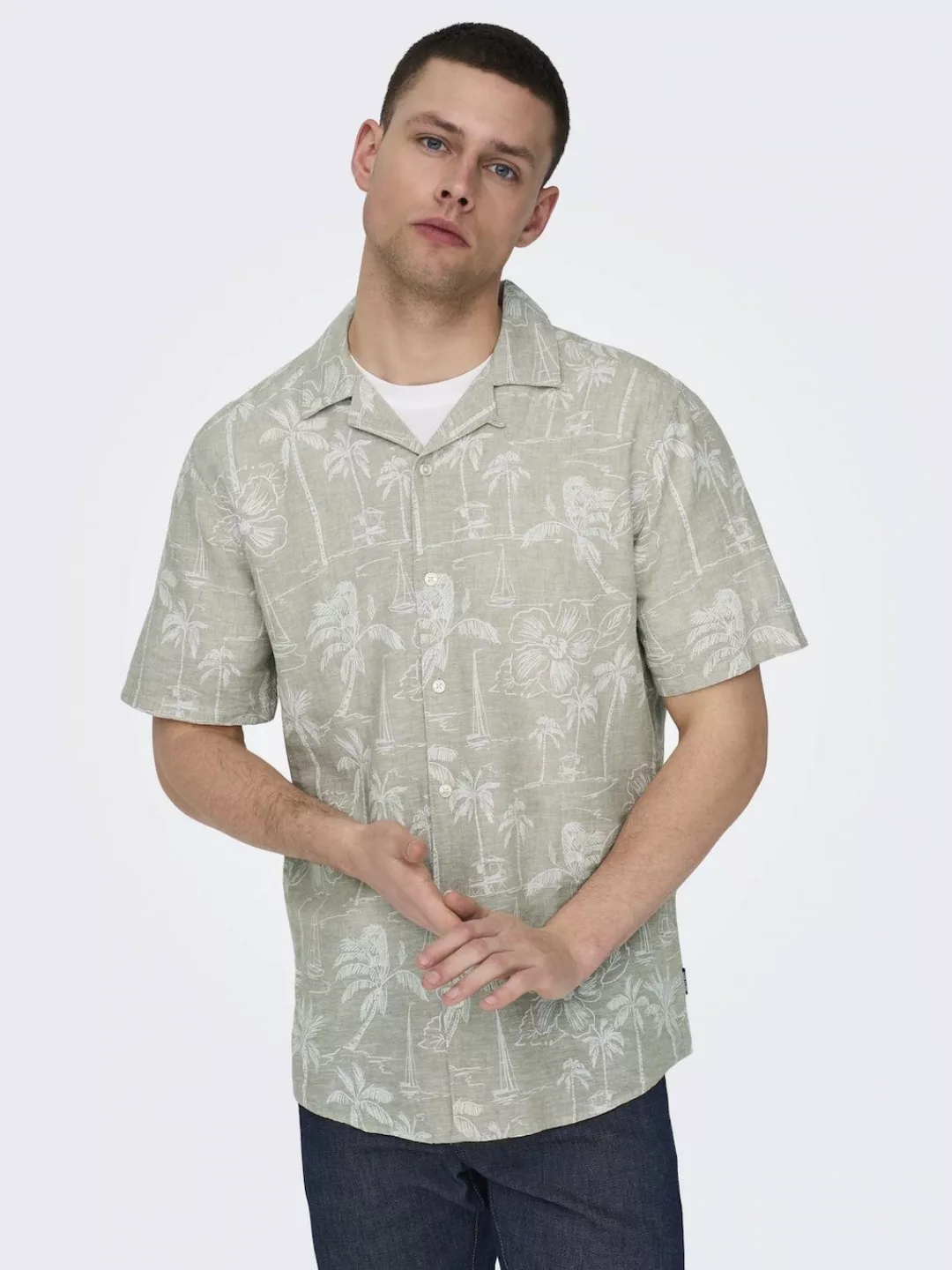 ONLY & SONS Hawaiihemd "ONSCAIDEN SS RESORT AOP LINEN SHIRT NOOS" günstig online kaufen