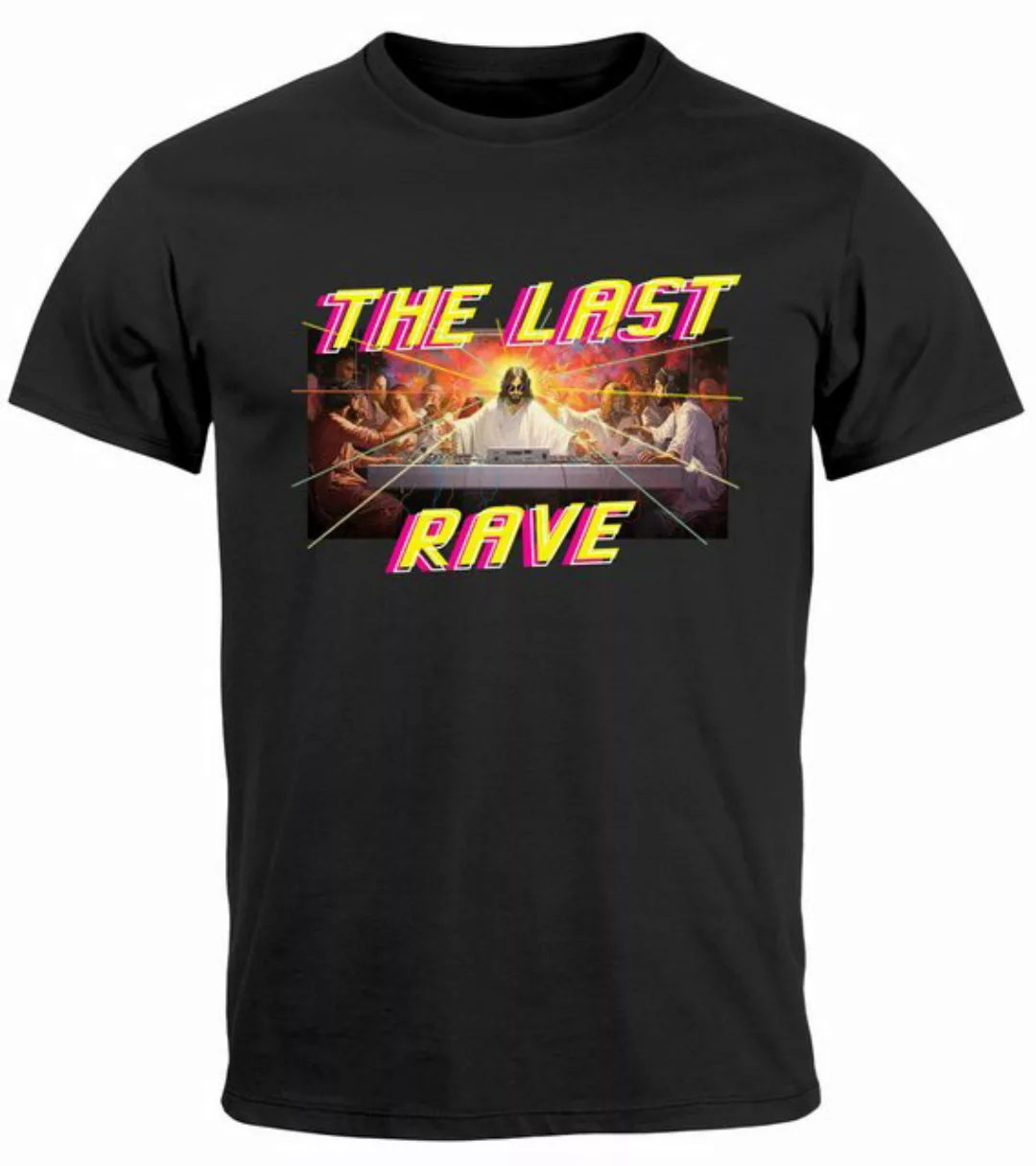 Neverless Print-Shirt Herren T-Shirt Techno The Last Rave Parodie Das letzt günstig online kaufen