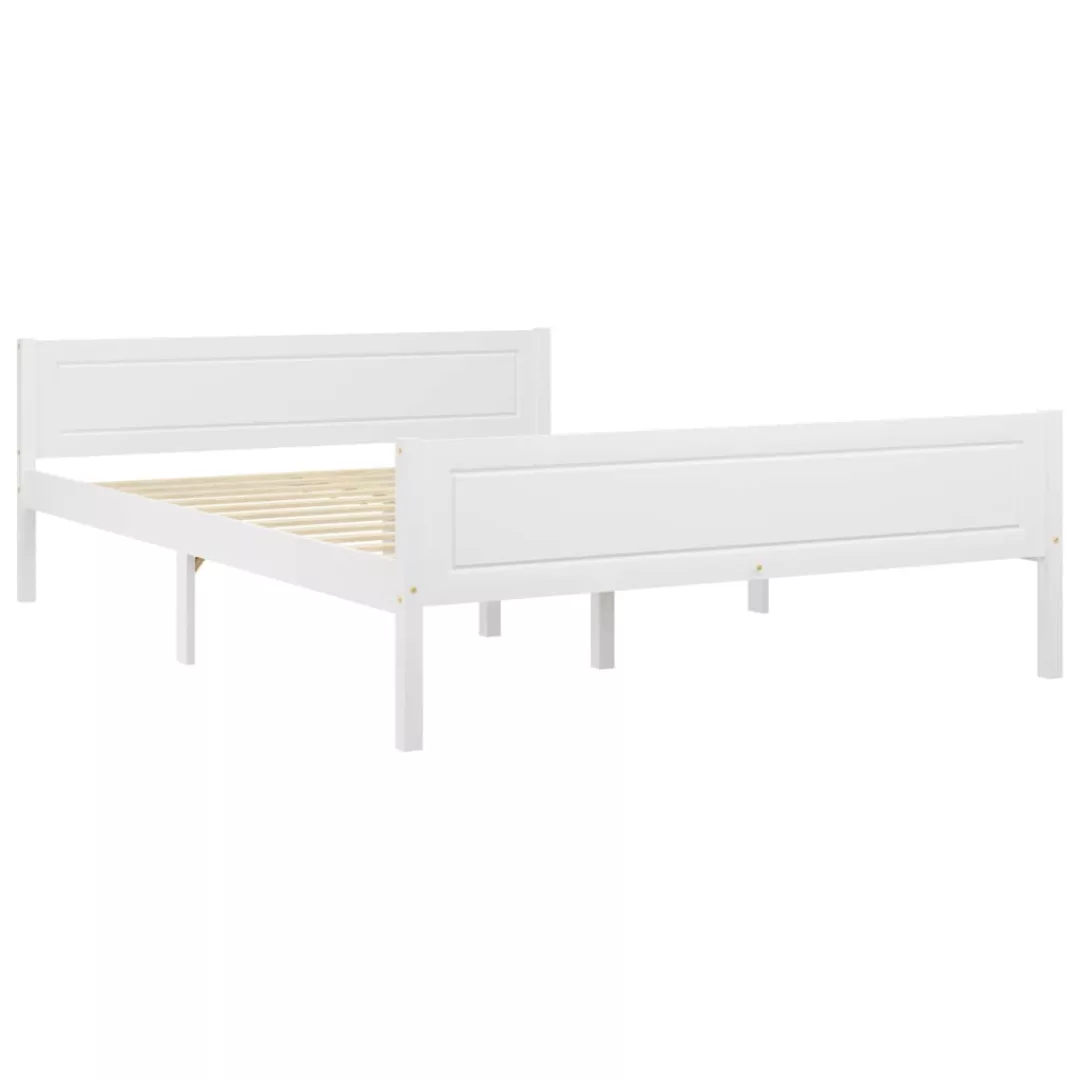 vidaXL Bettgestell Massivholzbett Kiefer Weiß 160x200 cm Doppelbett Bett Be günstig online kaufen