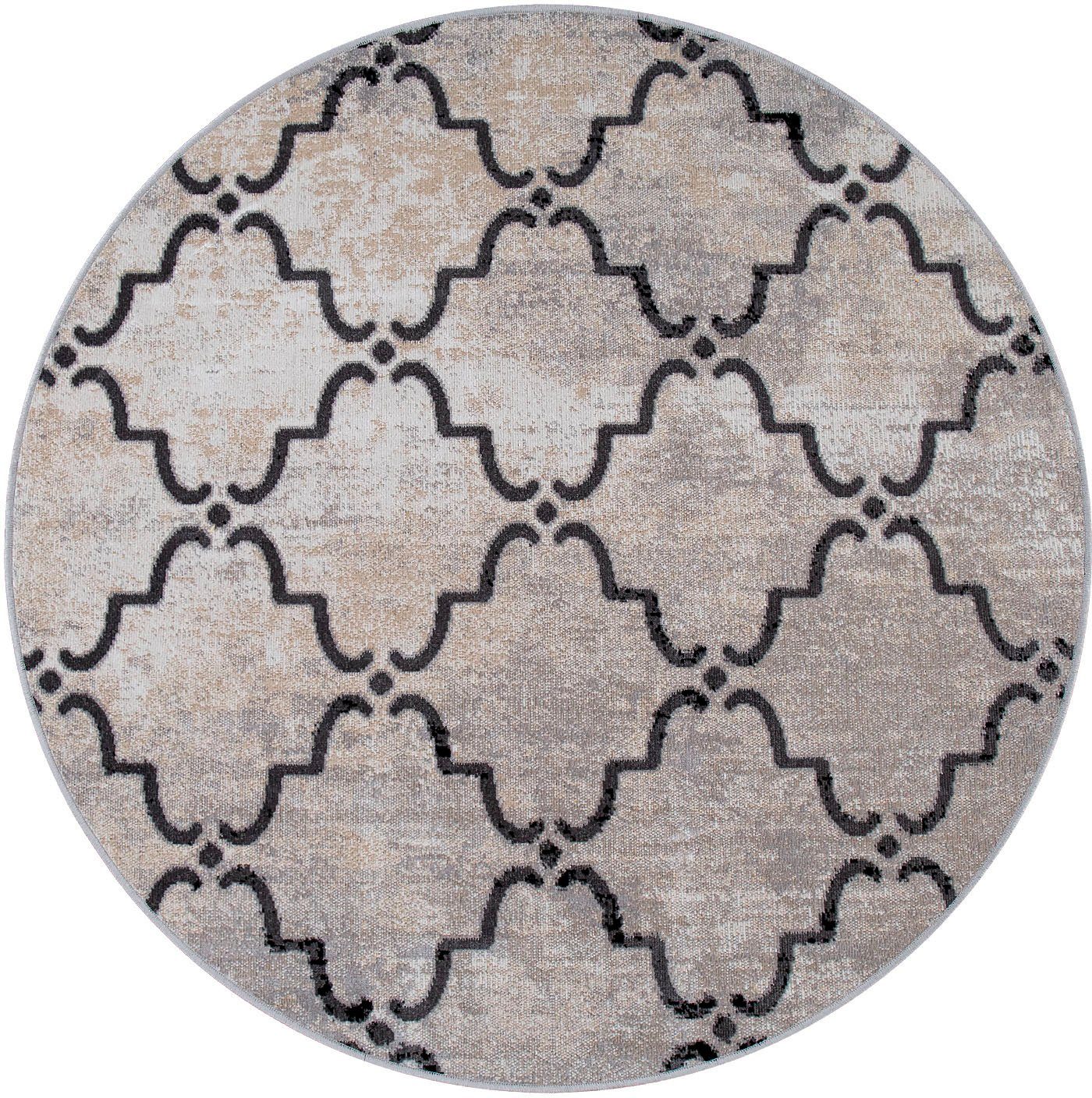 Paco Home Teppich »Artigo 411«, rund, 4 mm Höhe, Kurzflor, Vintage Design, günstig online kaufen