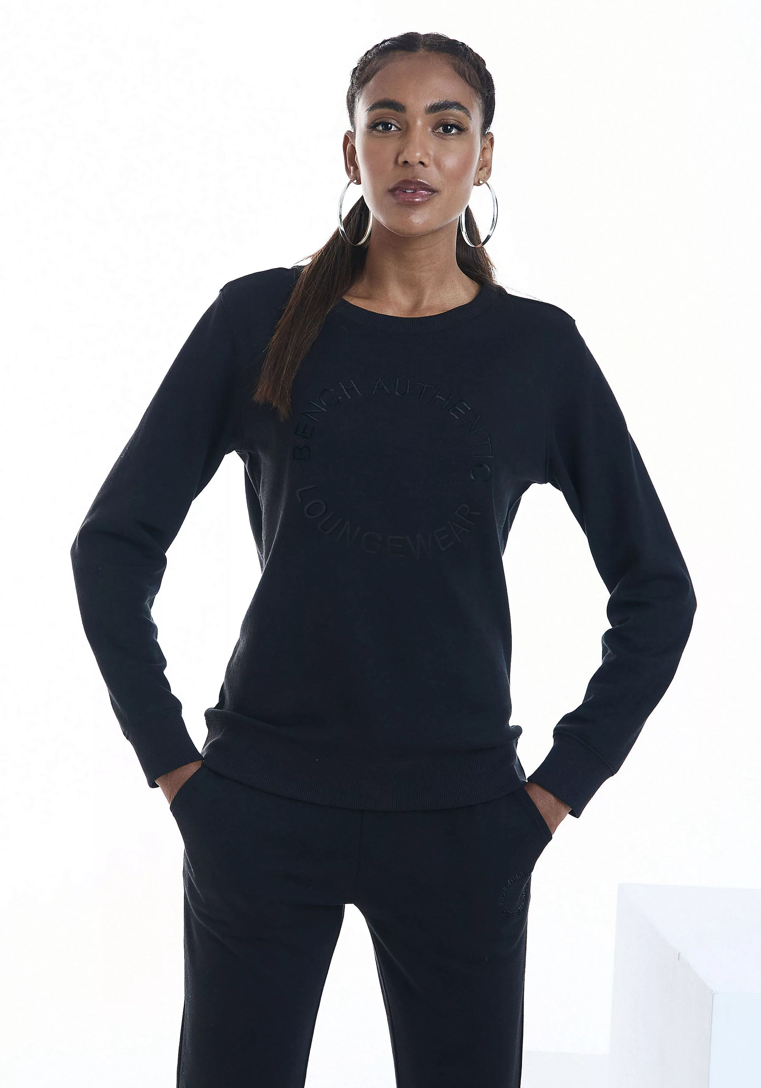 Bench. Loungewear Sweatshirt mit Logostickerei mit runder Logostickerei, Lo günstig online kaufen