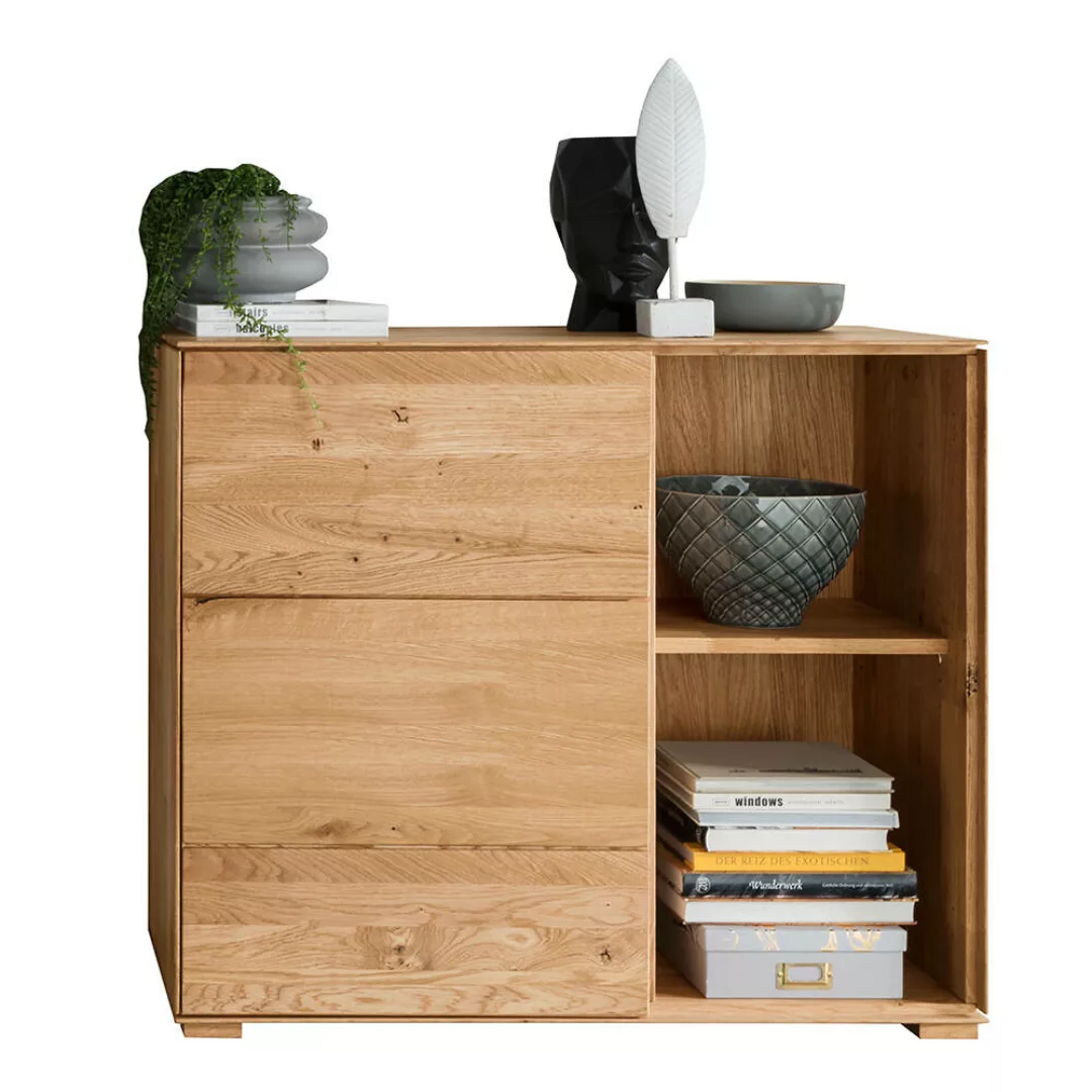 Sideboard 98cm, stehend oder hängend, Wildeiche massiv geölt, WYNDHAM-69 günstig online kaufen