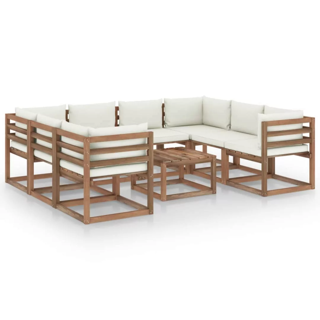 9-tlg. Garten-lounge-set Mit Kissen Creme günstig online kaufen