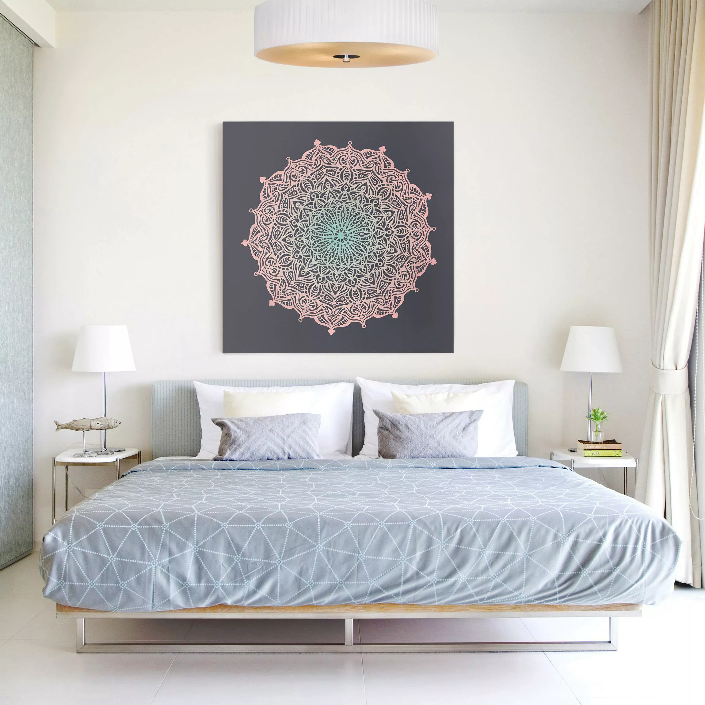 Leinwandbild Mandala Ornament in Rose und Blau günstig online kaufen