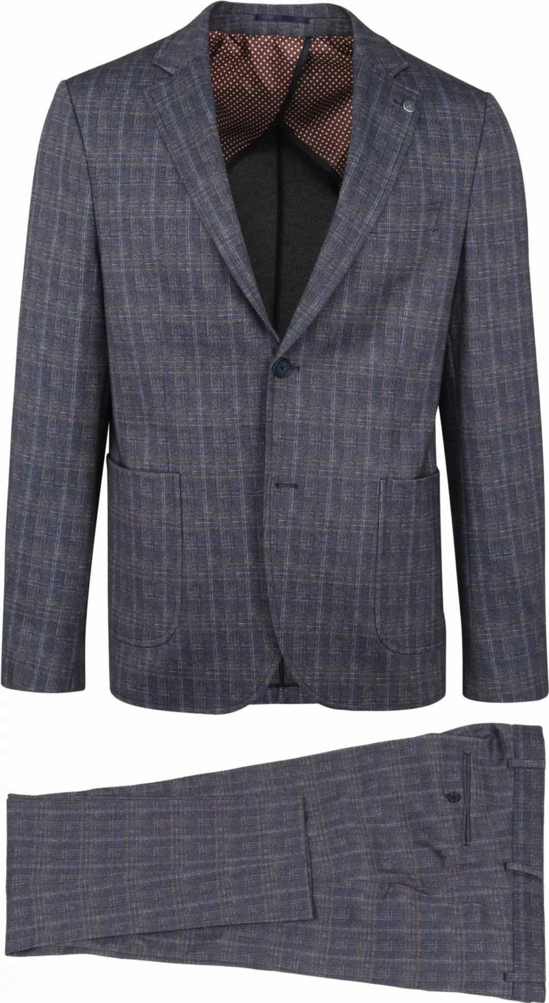 Suitable Anzug Jersey Dunkelblau Grau kariert - Größe 52 günstig online kaufen