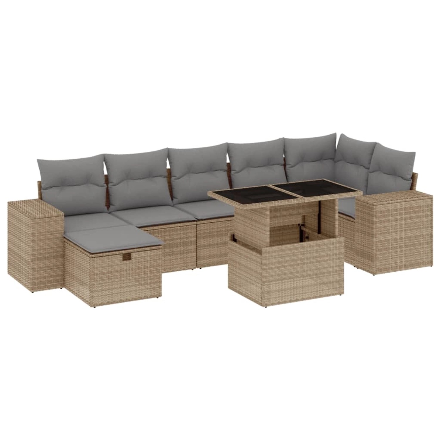 vidaXL 8-tlg Garten-Sofagarnitur mit Kissen Beige Poly Rattan Modell 284 günstig online kaufen